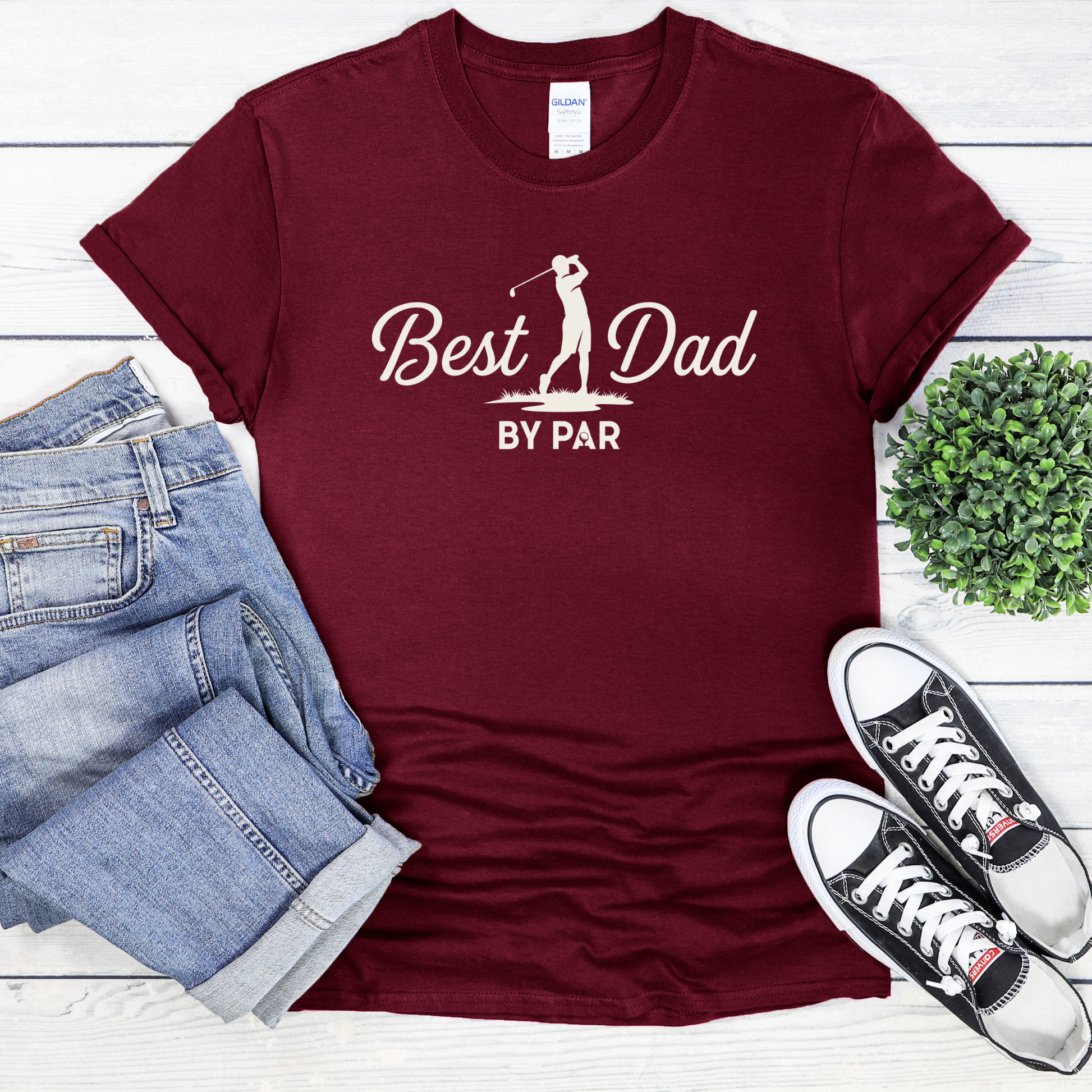 Best Dad By Par shirt with golf silhouette and funny pun text on a unisex tee. best dad by par, golf dad shirt, funny dad shirt, father gift tee, golf lover shirt, unisex graphic tee, dad pun shirt, Father’s Day shirt, sporty dad apparel, golf graphic tee, humorous t shirt, dad appreciation gift, golf themed shirt, everyday casual tee, best dad shirt