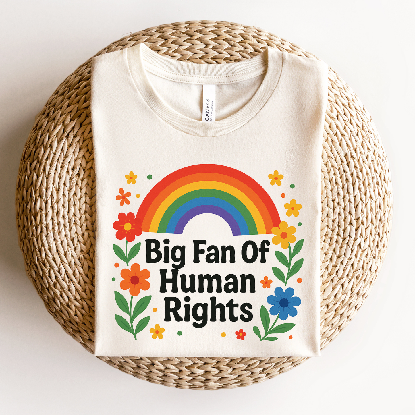 big fan of human rights shirt, rainbow floral shirt, equality shirt, pride graphic tee, human rights shirt, inclusive clothing, rainbow shirt aesthetic, floral graphic tee, activist shirt, kindness shirt, lgbtq ally shirt, positive message shirt, unisex equality tee