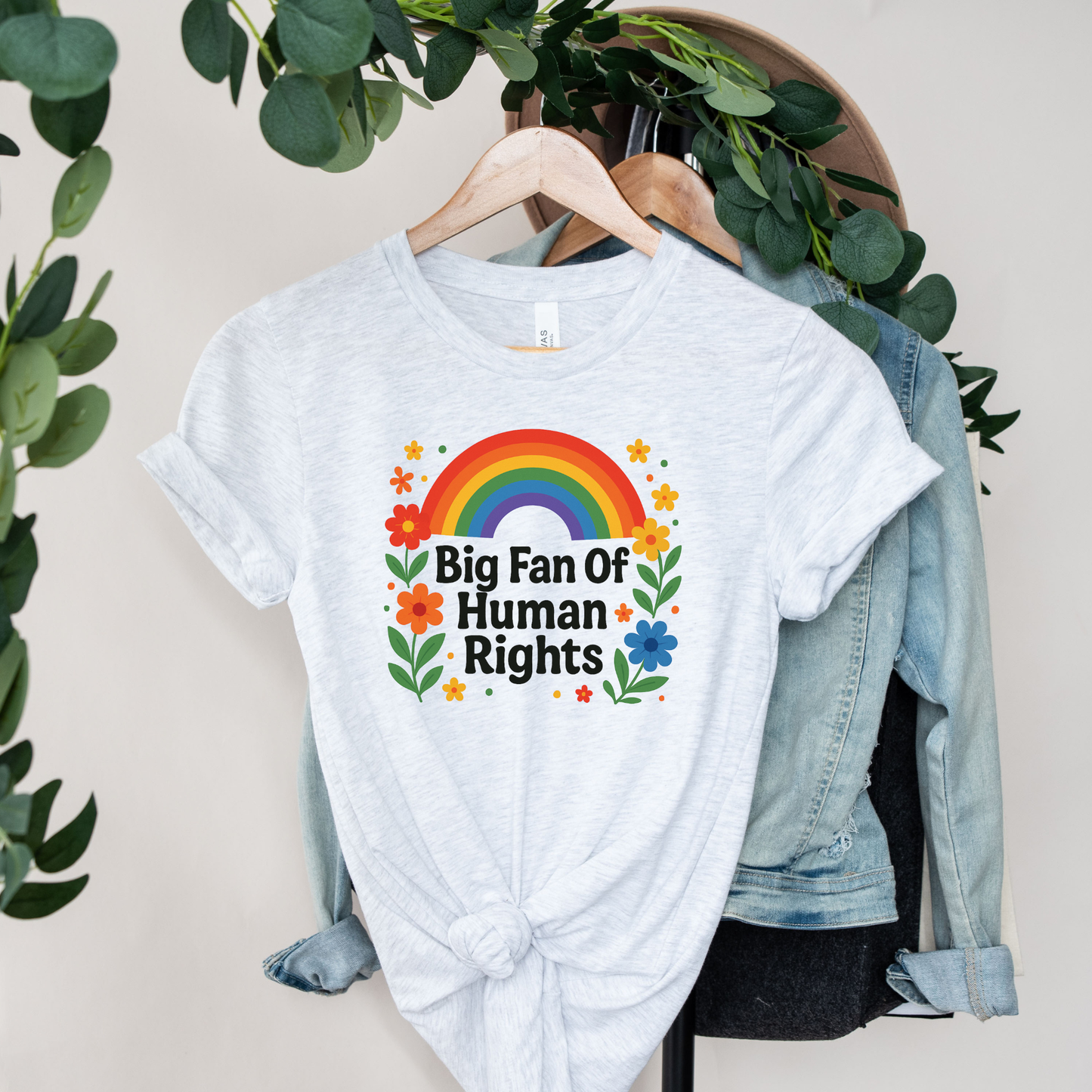 big fan of human rights shirt, rainbow floral shirt, equality shirt, pride graphic tee, human rights shirt, inclusive clothing, rainbow shirt aesthetic, floral graphic tee, activist shirt, kindness shirt, lgbtq ally shirt, positive message shirt, unisex equality tee