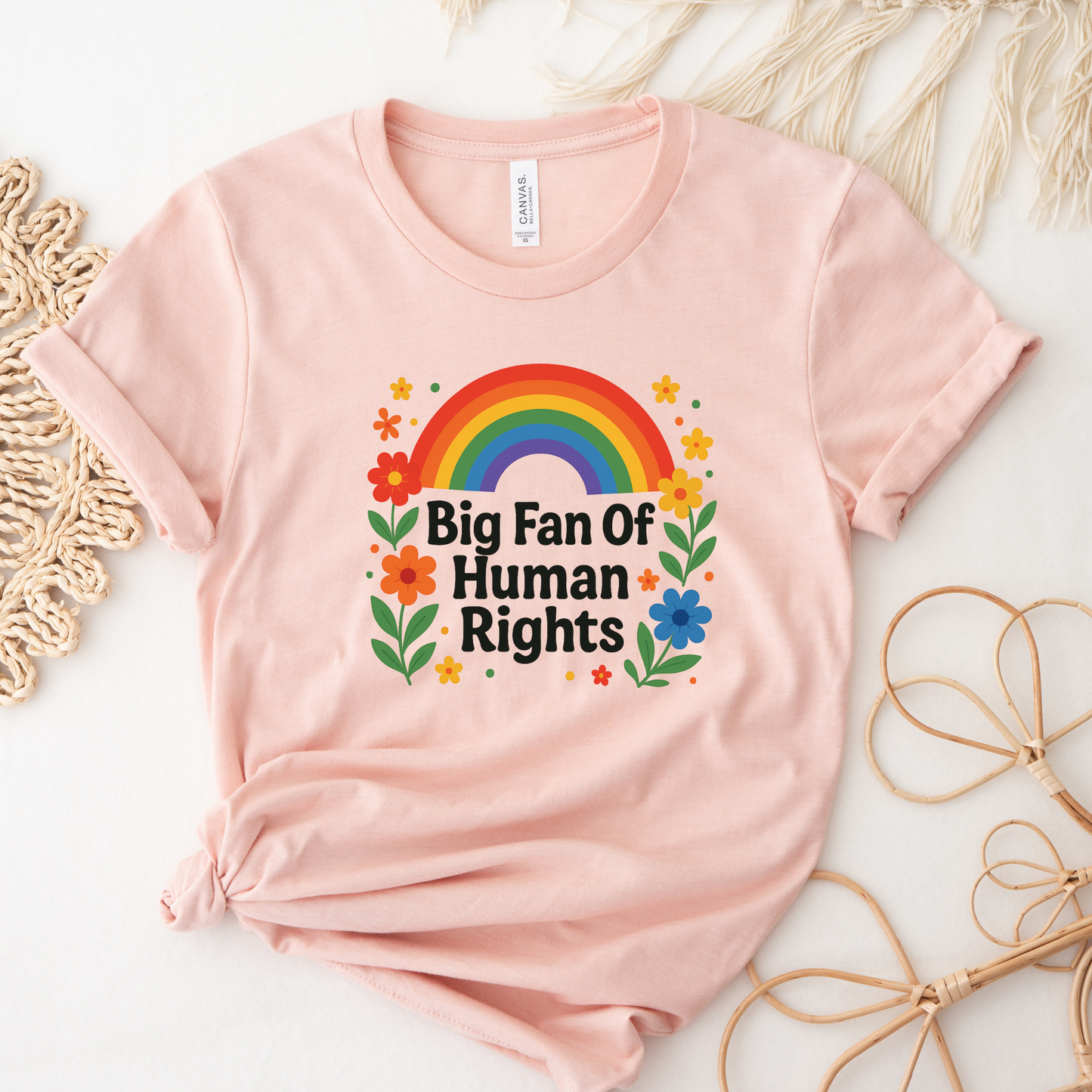 big fan of human rights shirt, rainbow floral shirt, equality shirt, pride graphic tee, human rights shirt, inclusive clothing, rainbow shirt aesthetic, floral graphic tee, activist shirt, kindness shirt, lgbtq ally shirt, positive message shirt, unisex equality tee