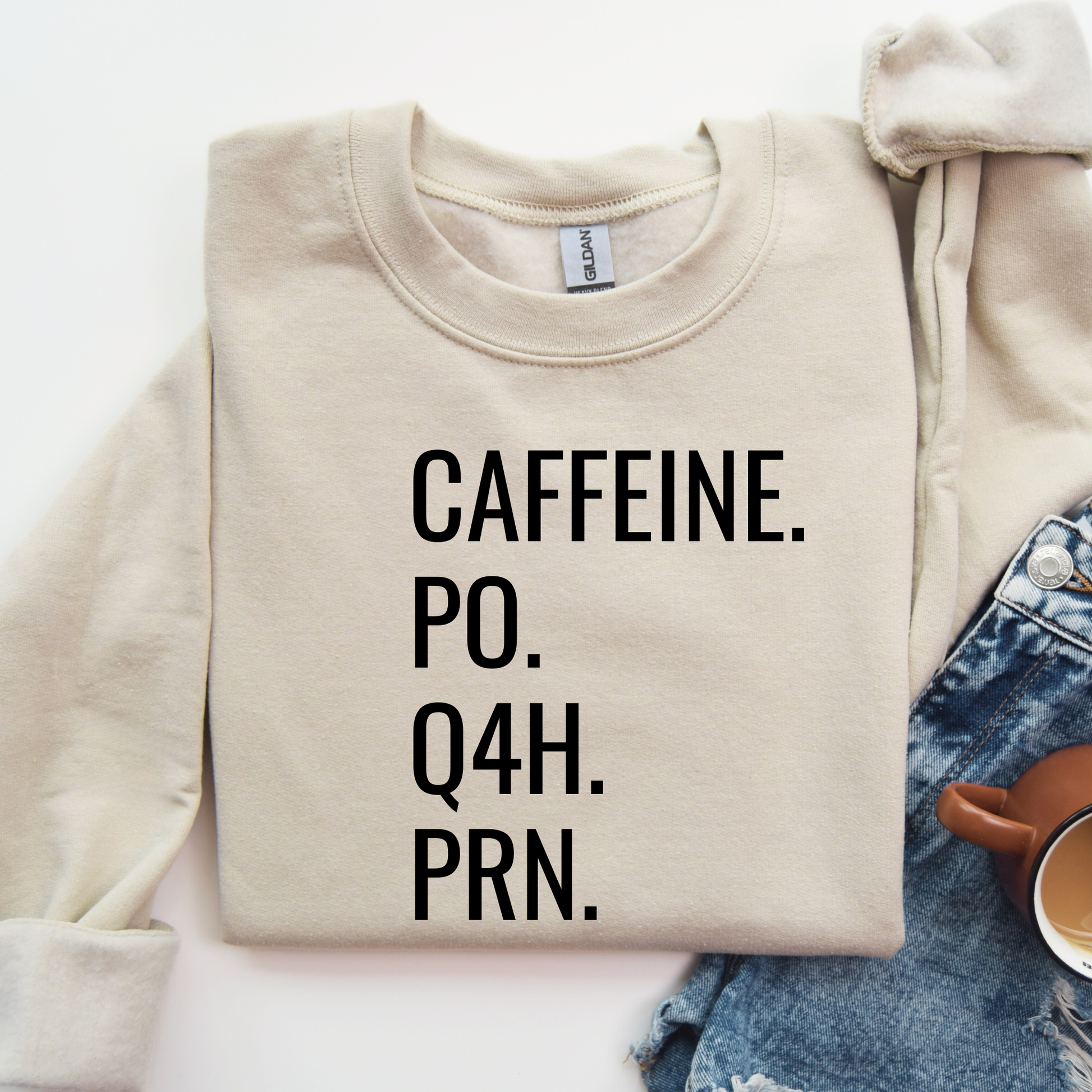caffeine po q4h prn sweatshirt, nurse sweatshirt funny, nurse coffee sweatshirt, medical humor sweatshirt, nursing student crewneck, healthcare worker sweatshirt, funny nurse crewneck, coffee lover sweatshirt, rn sweatshirt, hospital humor shirt, cozy nurse sweatshirt, unisex crewneck sweatshirt