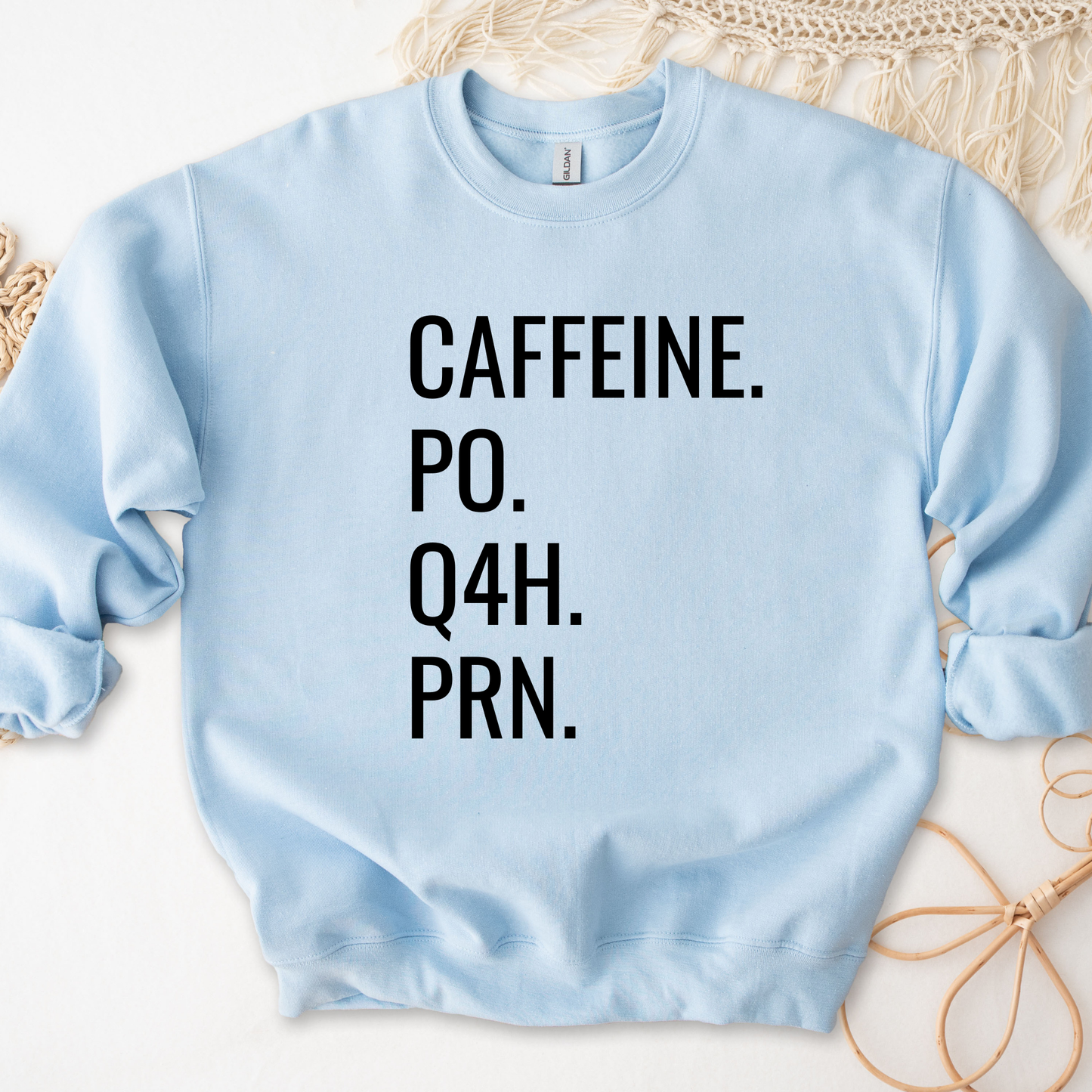 caffeine po q4h prn sweatshirt, nurse sweatshirt funny, nurse coffee sweatshirt, medical humor sweatshirt, nursing student crewneck, healthcare worker sweatshirt, funny nurse crewneck, coffee lover sweatshirt, rn sweatshirt, hospital humor shirt, cozy nurse sweatshirt, unisex crewneck sweatshirt
