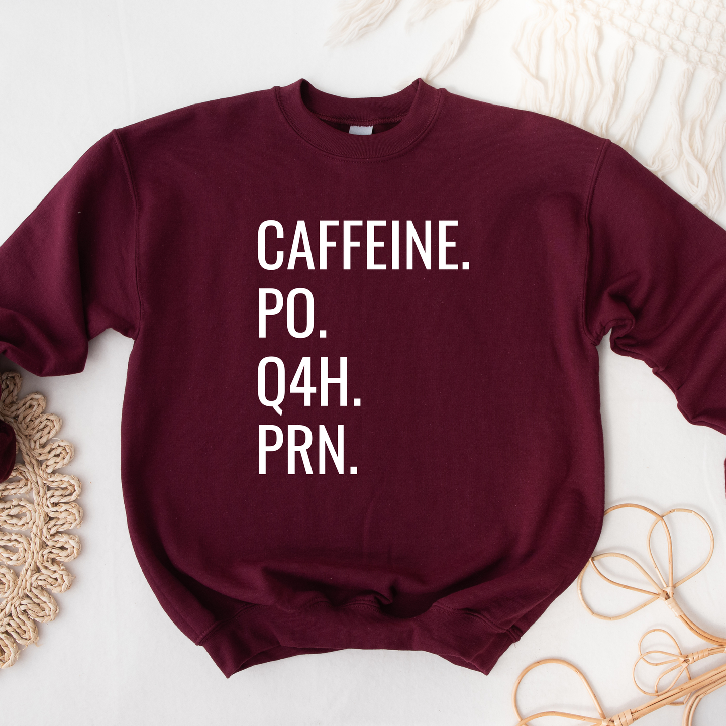 caffeine po q4h prn sweatshirt, nurse sweatshirt funny, nurse coffee sweatshirt, medical humor sweatshirt, nursing student crewneck, healthcare worker sweatshirt, funny nurse crewneck, coffee lover sweatshirt, rn sweatshirt, hospital humor shirt, cozy nurse sweatshirt, unisex crewneck sweatshirt