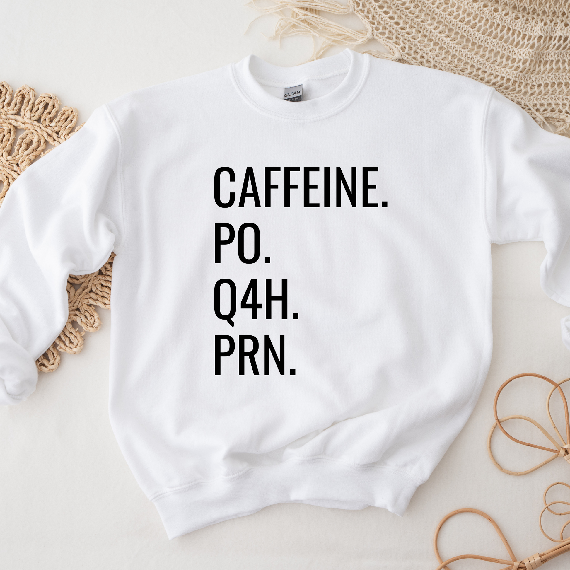 caffeine po q4h prn sweatshirt, nurse sweatshirt funny, nurse coffee sweatshirt, medical humor sweatshirt, nursing student crewneck, healthcare worker sweatshirt, funny nurse crewneck, coffee lover sweatshirt, rn sweatshirt, hospital humor shirt, cozy nurse sweatshirt, unisex crewneck sweatshirt