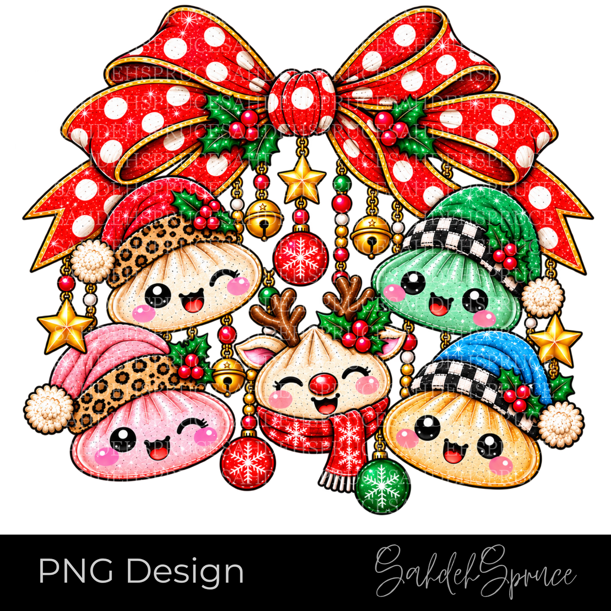 Christmas PNG, Christmas Bow PNG, Kawaii Christmas PNG, Cute Christmas Design, Christmas Cuties PNG, Holiday Bow Design, Christmas Reindeer PNG, Festive PNG, Christmas Shirt Design, Christmas Sweatshirt PNG, Holiday Digital Download, Cute Holiday PNG, Christmas Character PNG