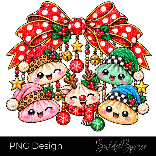 Christmas PNG, Christmas Bow PNG, Kawaii Christmas PNG, Cute Christmas Design, Christmas Cuties PNG, Holiday Bow Design, Christmas Reindeer PNG, Festive PNG, Christmas Shirt Design, Christmas Sweatshirt PNG, Holiday Digital Download, Cute Holiday PNG, Christmas Character PNG