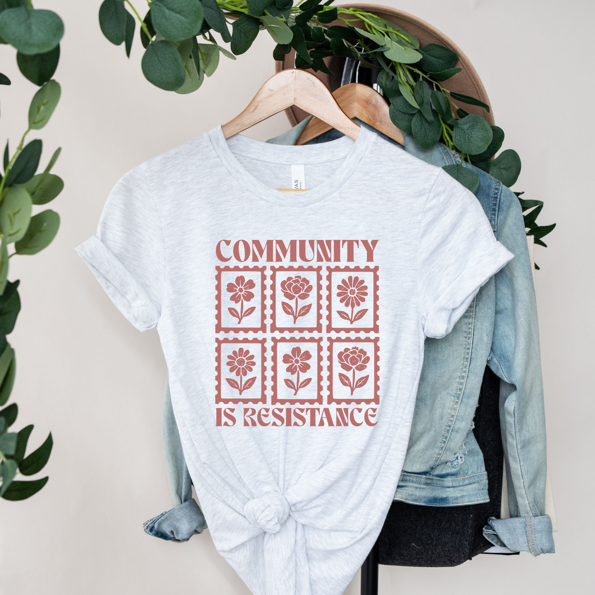 community is resistance shirt, floral stamp shirt, social justice shirt, activist graphic tee, community shirt, protest shirt, unity shirt, mutual aid shirt, progressive apparel, floral activist shirt, statement graphic tee, unisex activist shirt, community care shirt