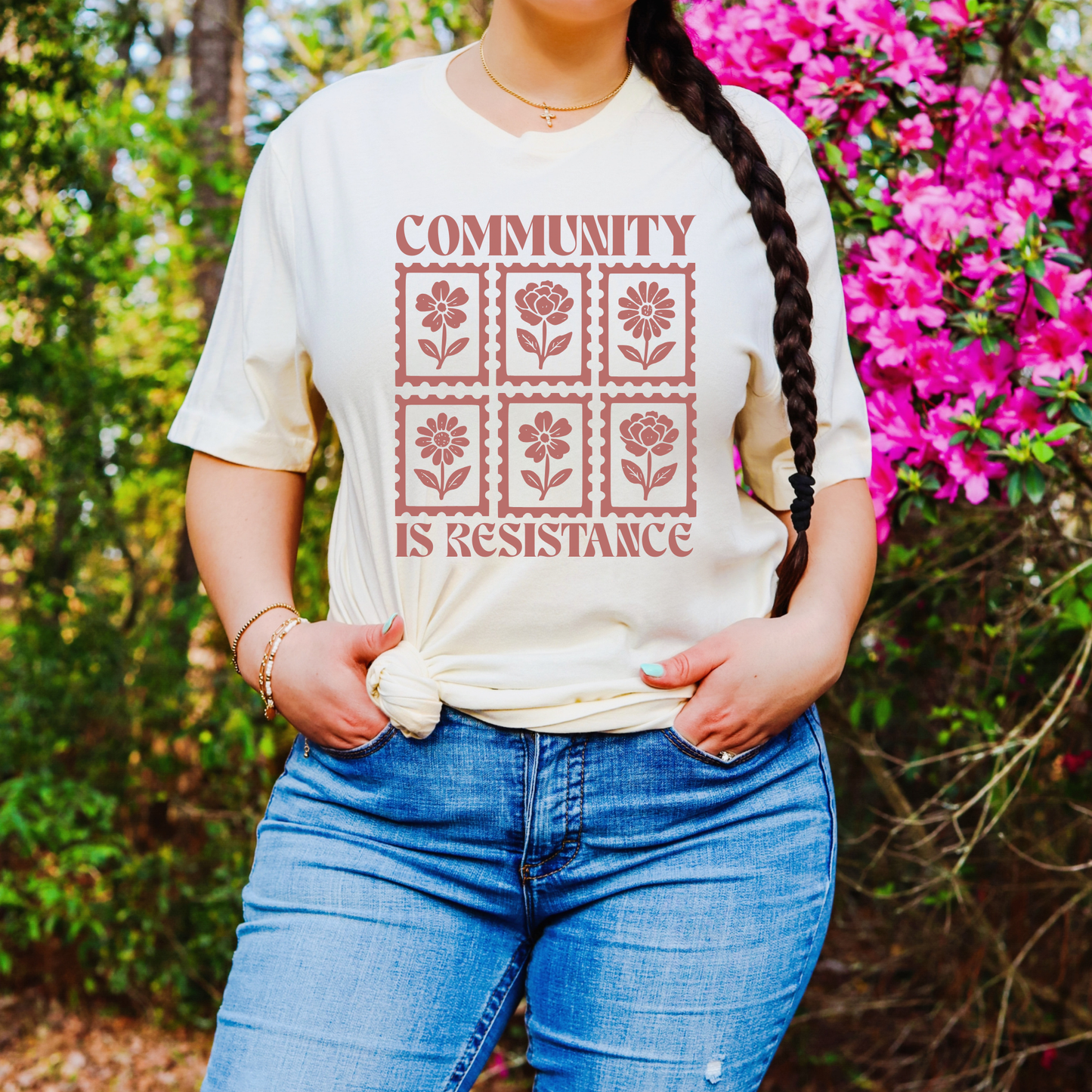 community is resistance shirt, floral stamp shirt, social justice shirt, activist graphic tee, community shirt, protest shirt, unity shirt, mutual aid shirt, progressive apparel, floral activist shirt, statement graphic tee, unisex activist shirt, community care shirt