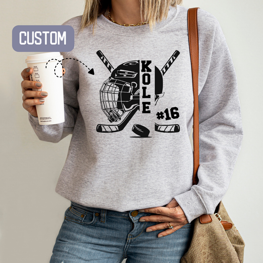 Personalized Hockey Sweatshirt, Custom Hockey Crewneck, Hockey Name and Number, Hockey Player Sweatshirt, Custom Hockey Sweater, Hockey Mom Sweatshirt, Hockey Dad Gift, Hockey Player Gift, Personalized Hockey Gift, Custom Jersey Number Shirt, Hockey Team Sweatshirt, Hockey Game Day Outfit, Hockey Mom Crewneck, Hockey Family Apparel, Hockey Tournament Sweatshirt, Hockey Senior Night Gift, Custom Sports Sweatshirt, Hockey Christmas Gift, Hockey Team Mom, Sahdeh Spruce