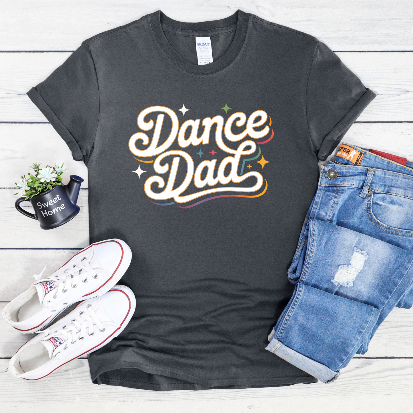 Dance Dad unisex shirt with bold retro typography design on a graphic tee. dance dad shirt, proud dance dad, dance parent tee, unisex graphic tee, recital shirt, competition shirt, dance family apparel, dad gift shirt, retro typography shirt, supportive parent shirt, dance life shirt, father pride tee, everyday graphic tee, performance shirt, dance dad apparel