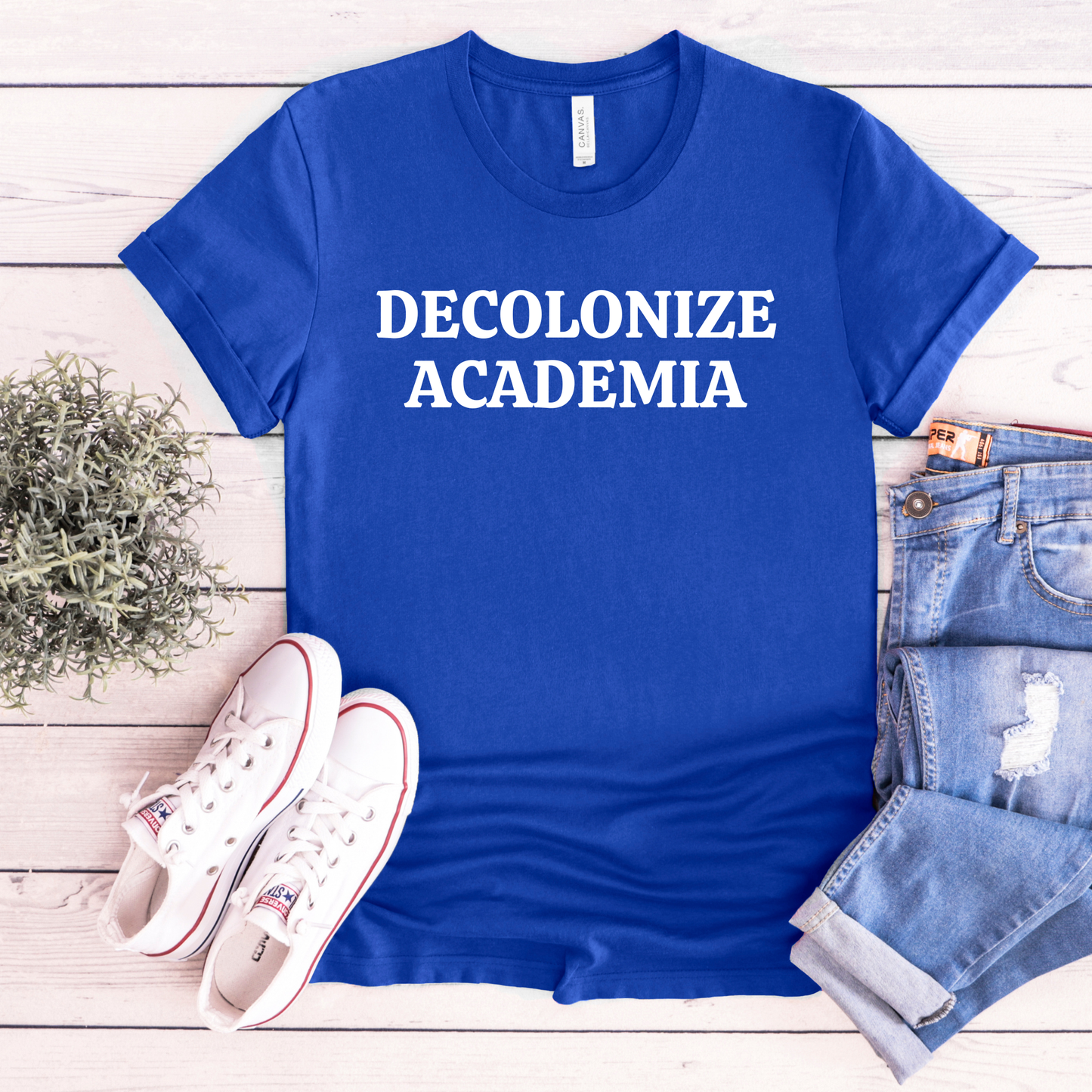 decolonize academia shirt, academic activism shirt, social justice tee, statement graphic tee, unisex protest shirt, educator shirt, student activism apparel, minimalist text shirt, black and white text shirt, inclusive education shirt, campus wear tee, anti colonial shirt, meaningful statement shirt, activism clothing, unisex graphic tee