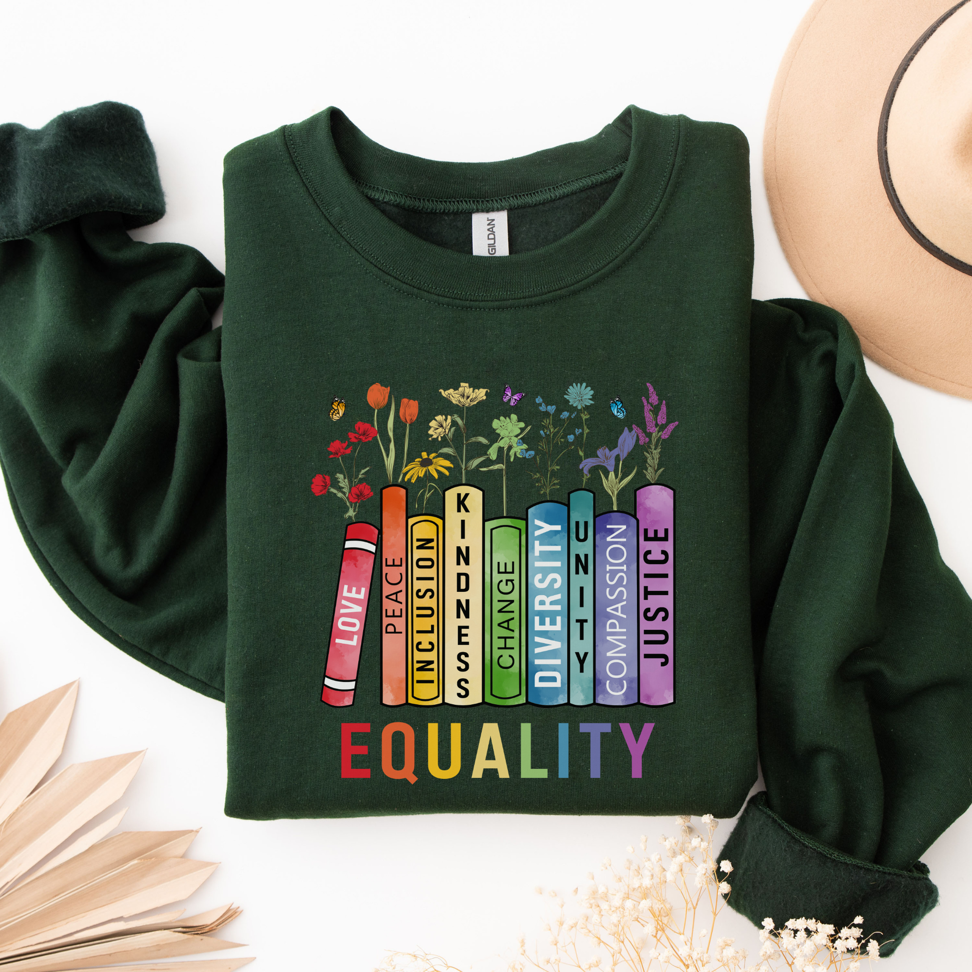 equality book sweatshirt, equality bookstack crewneck, rainbow equality sweatshirt, diversity and inclusion sweater, kindness justice compassion sweatshirt, teacher equality sweatshirt, librarian equality pullover, book lover pride sweatshirt, LGBTQ ally rainbow sweatshirt, social justice graphic crewneck, inclusive classroom apparel, unisex equality sweater, rainbow book design sweatshirt