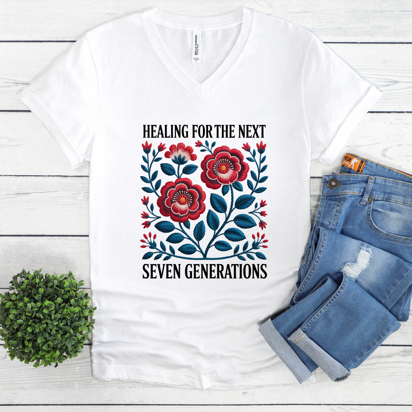 Healing For The Next Seven Generations Unisex V-Neck T-Shirt