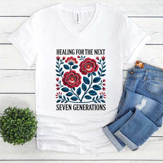 Healing For The Next Seven Generations Unisex V-Neck T-Shirt