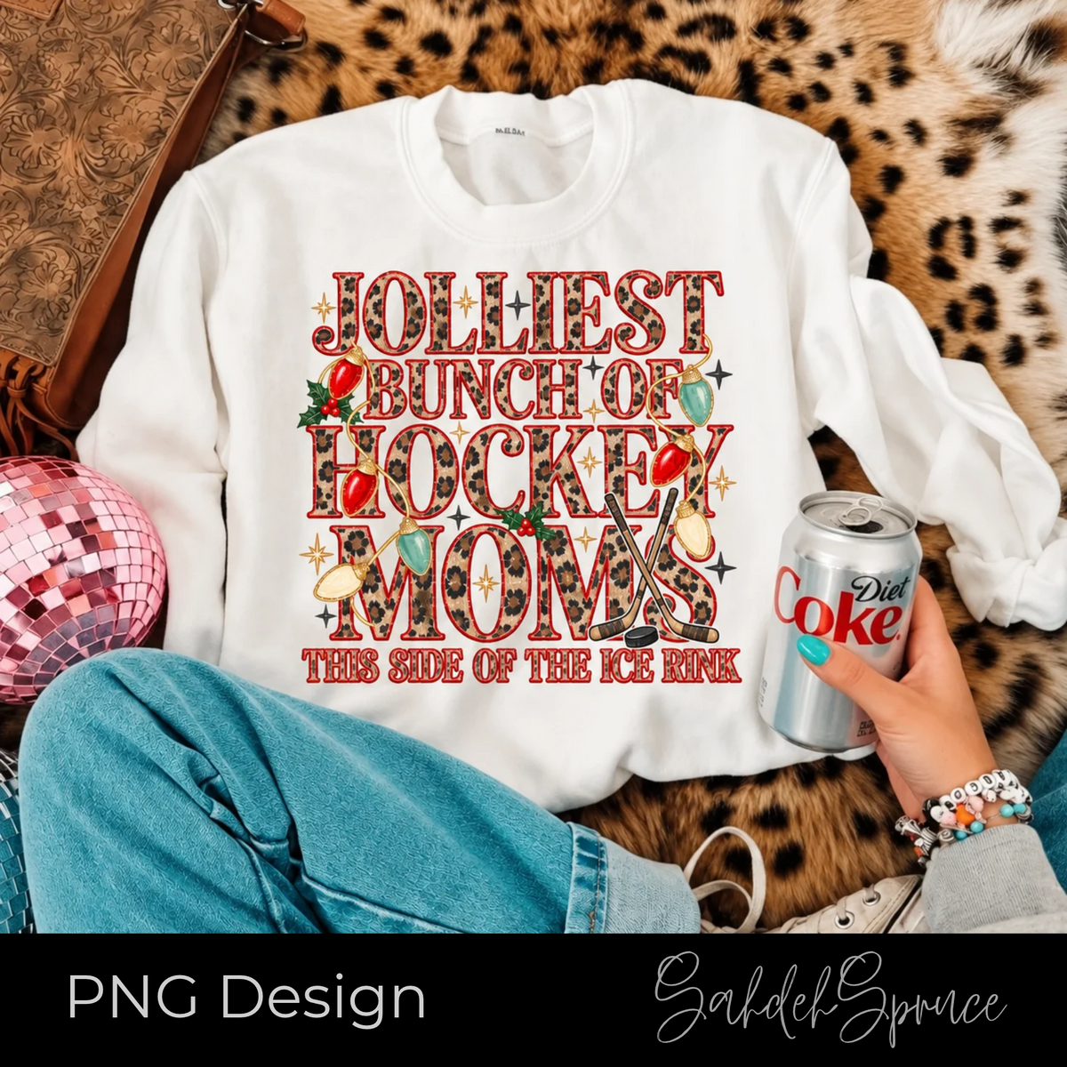 Christmas Hockey Mom PNG, Jolliest Bunch PNG, Leopard Print Hockey PNG, Hockey Mom Christmas, Christmas Lights PNG, Hockey Mom Digital File, Christmas DTF PNG, Hockey Mom Shirt Design, Hockey Mom Sweatshirt, Hockey Christmas Design, Leopard Christmas PNG, Hockey Team Mom Gift, Vintage Hockey Mom PNG, Hockey Holiday PNG, Christmas Hockey Shirt