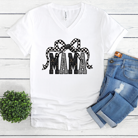 hockey mama coquette vneck shirt