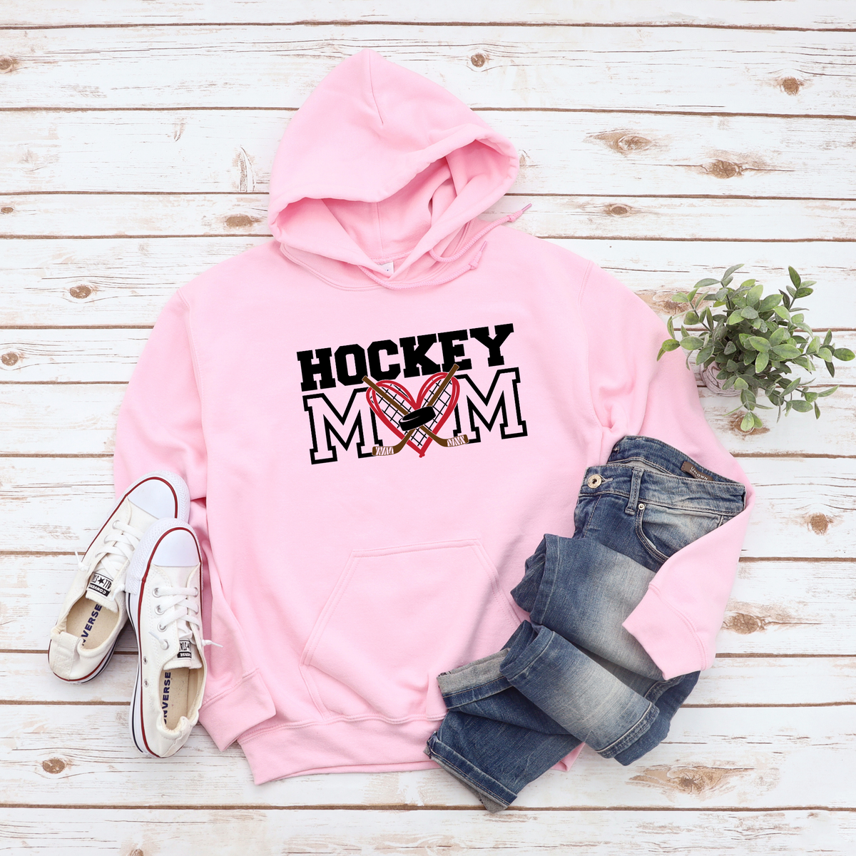 Hockey Mom Heart Sticks Hoodie