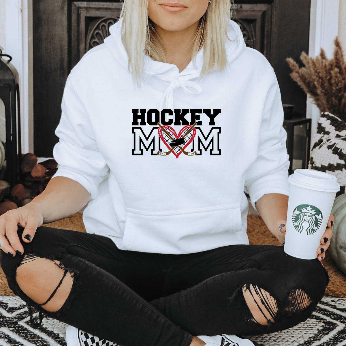 Hockey Mom Heart Sticks Hoodie