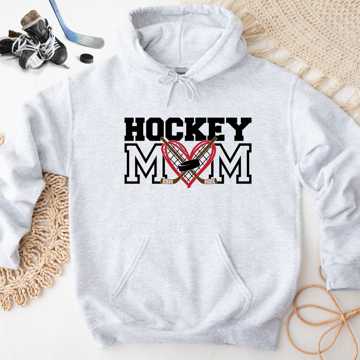 Hockey Mom Heart Sticks Hoodie