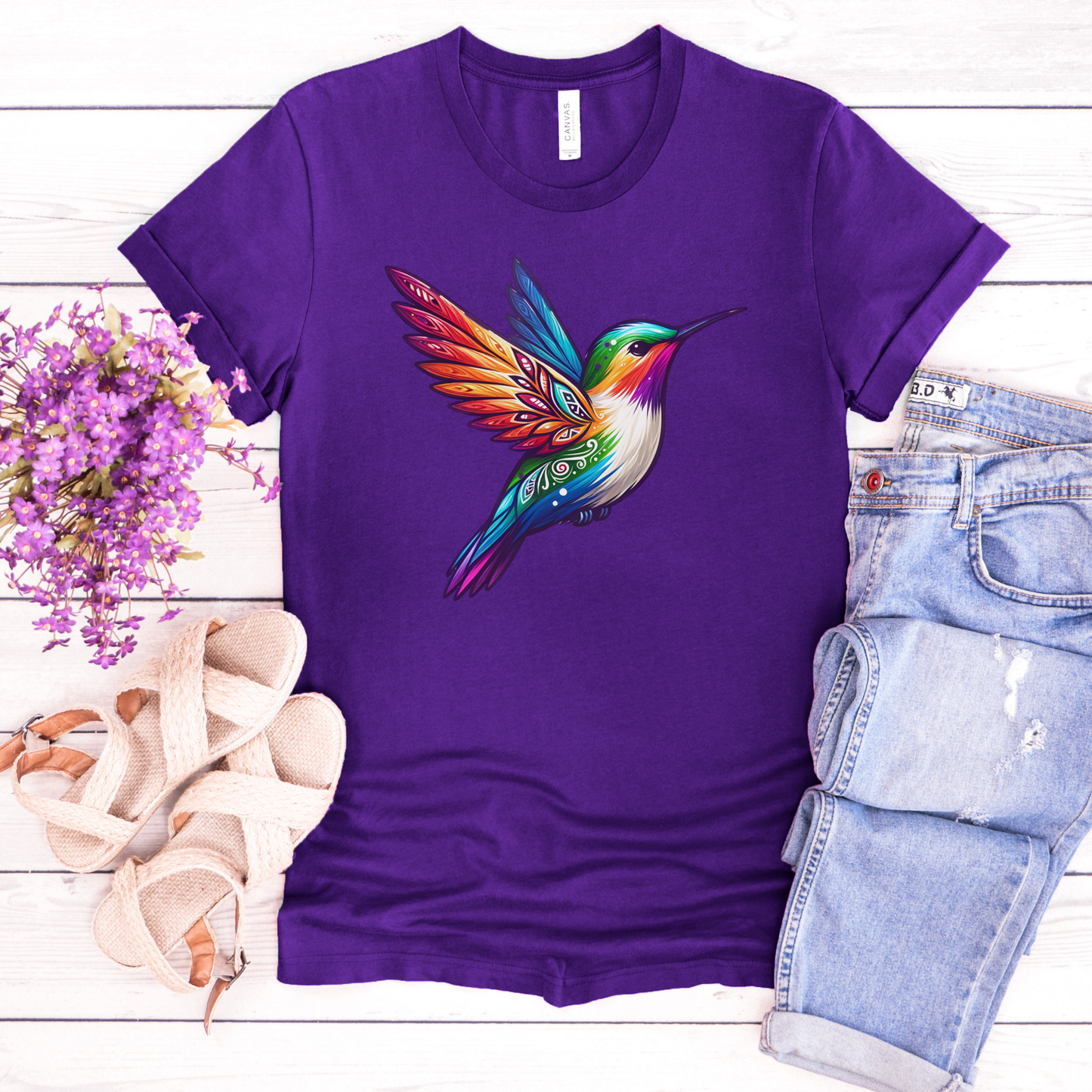 Colourful Indigenous Pride hummingbird design on t-shirt featuring rainbow feathers and Indigenous-inspired artwork. Indigenous Pride Shirt, Indigenous Hummingbird Shirt, LGBTQ2S+ Indigenous Apparel, Pride Hummingbird Tee, Indigenous Clothing Canada, Rainbow Hummingbird Shirt, Indigenous Designed Apparel, Native Pride Shirt, Indigenous LGBTQ Shirt