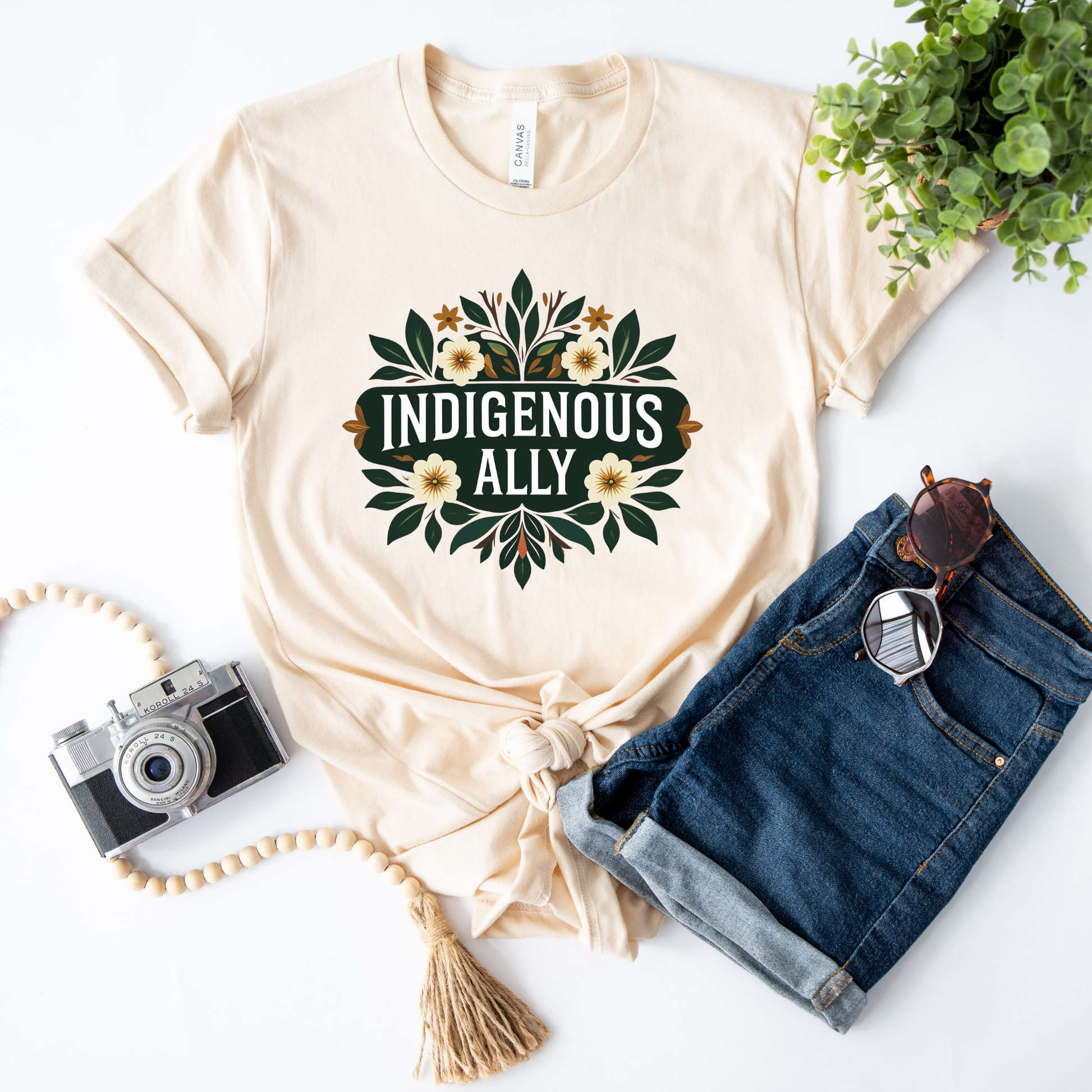 indigenous ally shirt, botanical ally tee, floral indigenous shirt, indigenous awareness apparel, ally support shirt, truth and reconciliation tee, indigenous supporter apparel, floral graphic tee, unisex awareness shirt, solidarity apparel, ally clothing, botanical floral shirt, indigenous rights support, meaningful graphic tee, neutral aesthetic shirt