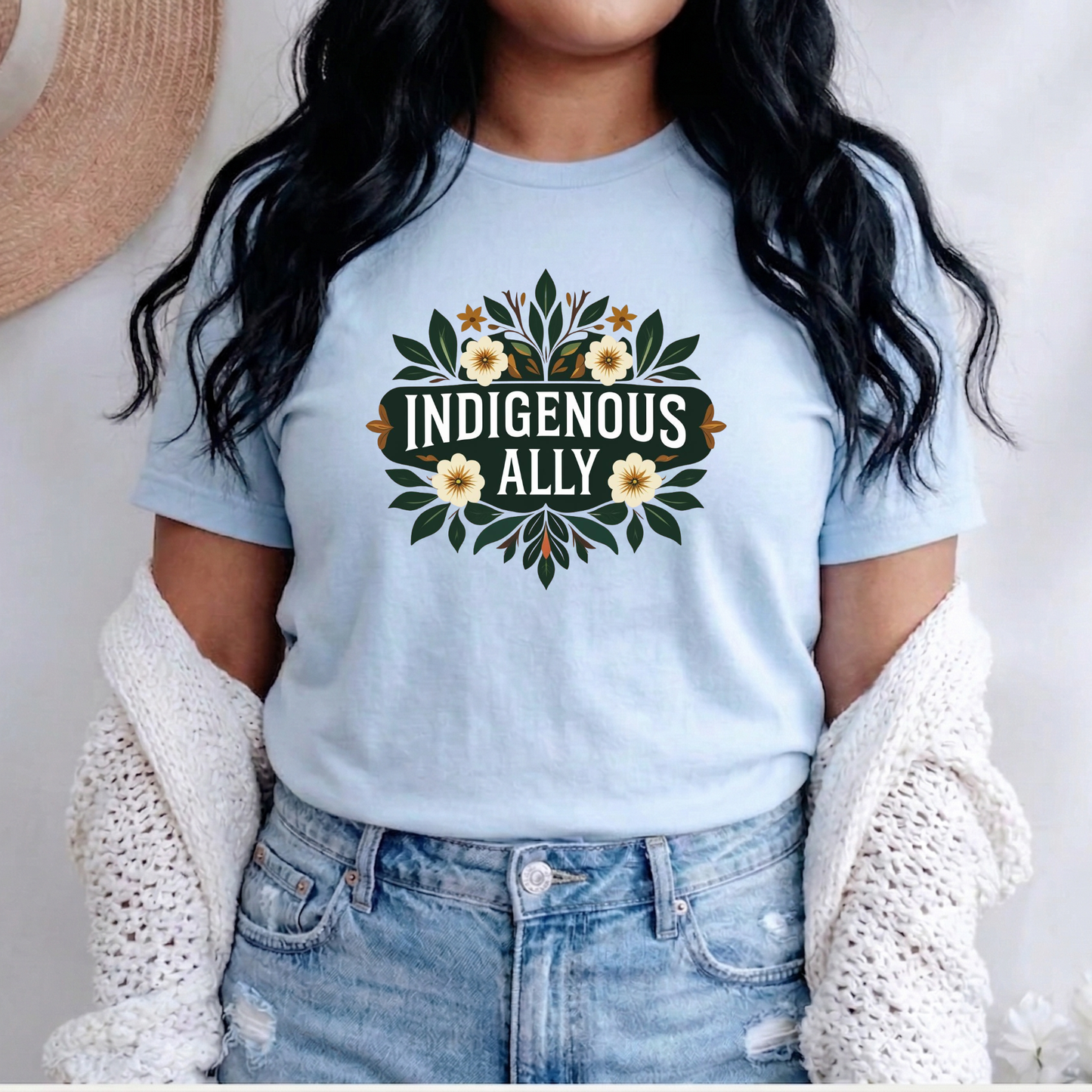 indigenous ally shirt, botanical ally tee, floral indigenous shirt, indigenous awareness apparel, ally support shirt, truth and reconciliation tee, indigenous supporter apparel, floral graphic tee, unisex awareness shirt, solidarity apparel, ally clothing, botanical floral shirt, indigenous rights support, meaningful graphic tee, neutral aesthetic shirt