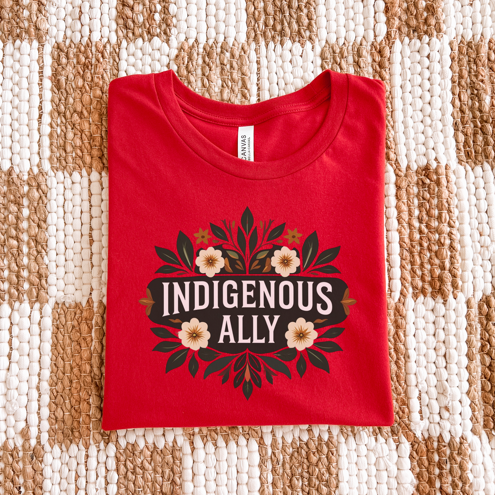 indigenous ally shirt, botanical ally tee, floral indigenous shirt, indigenous awareness apparel, ally support shirt, truth and reconciliation tee, indigenous supporter apparel, floral graphic tee, unisex awareness shirt, solidarity apparel, ally clothing, botanical floral shirt, indigenous rights support, meaningful graphic tee, neutral aesthetic shirt