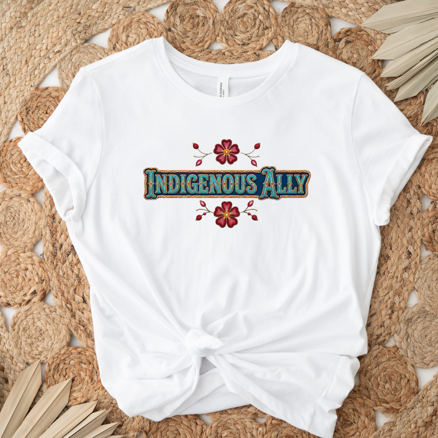 indigenous ally shirt, indigenous supporter tee, ally apparel, indigenous awareness shirt, beaded floral shirt, native inspired design, solidarity shirt, indigenous rights apparel, ally gift idea, floral beadwork tee, truth and reconciliation shirt, indigenous community support, unisex graphic tee, awareness clothing, indigenous ally apparel
