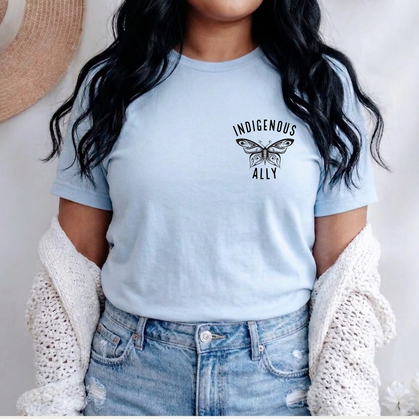 indigenous ally shirt, butterfly ally tee, minimalist graphic tee, indigenous awareness apparel, ally support shirt, indigenous supporter tee, truth and reconciliation shirt, butterfly shirt, subtle awareness apparel, unisex ally tee, meaningful graphic shirt, indigenous rights support, everyday advocacy apparel, minimalist floral tee, ally clothing