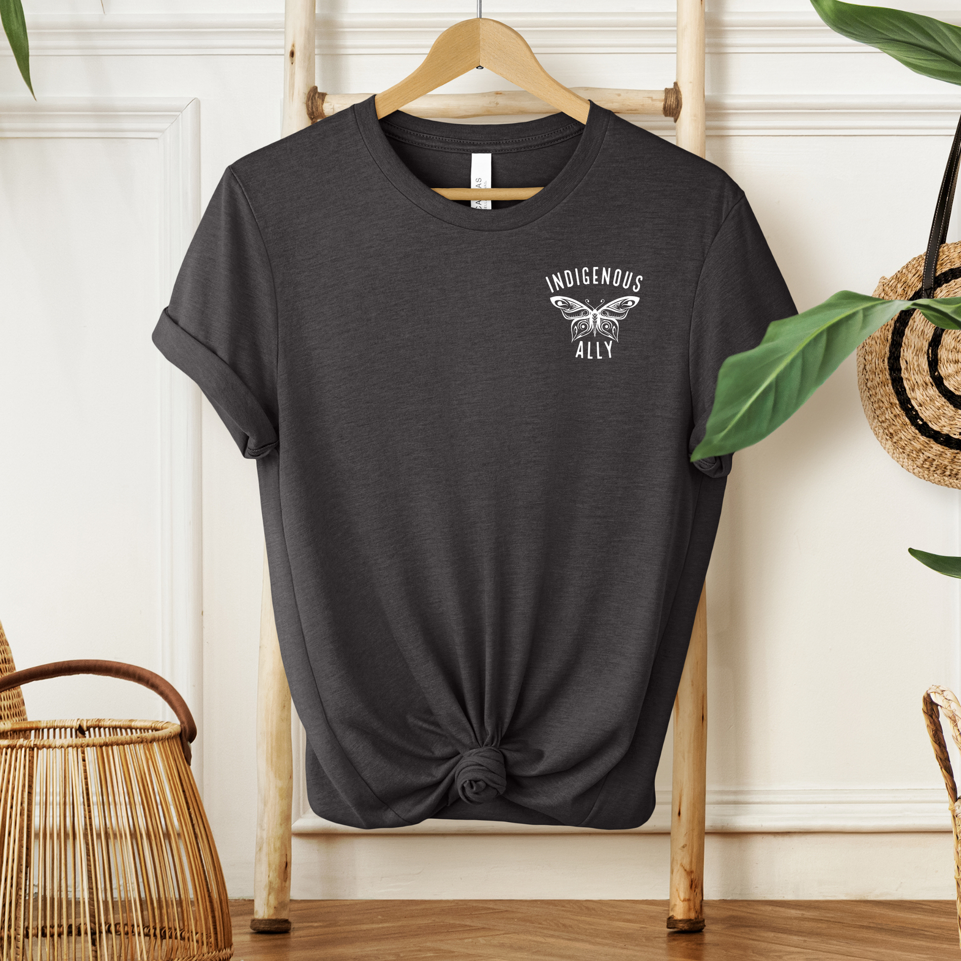 indigenous ally shirt, butterfly ally tee, minimalist graphic tee, indigenous awareness apparel, ally support shirt, indigenous supporter tee, truth and reconciliation shirt, butterfly shirt, subtle awareness apparel, unisex ally tee, meaningful graphic shirt, indigenous rights support, everyday advocacy apparel, minimalist floral tee, ally clothing