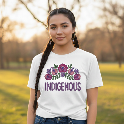 Indigenous floral shirt, Indigenous beaded floral shirt, Indigenous graphic tee, beaded flower t‑shirt, Indigenous art shirt, Indigenous‑owned brand, Native floral design shirt, Dene floral shirt, Sahtu Tlicho inspired design, cultural floral tee.