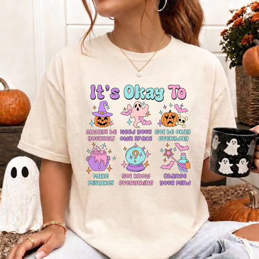 It’s Okay To Halloween Shirt | Cute Pastel Halloween Mental Health Tee