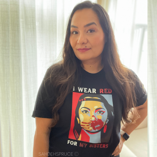 I Wear Red For My Sisters, MMIWG shirt, red shirt awareness, Indigenous women shirt, unisex graphic tee, awareness t shirt, Indigenous advocacy, Missing and Murdered Indigenous Women, solidarity shirt, statement tee, Indigenous rights, red for my sisters shirt