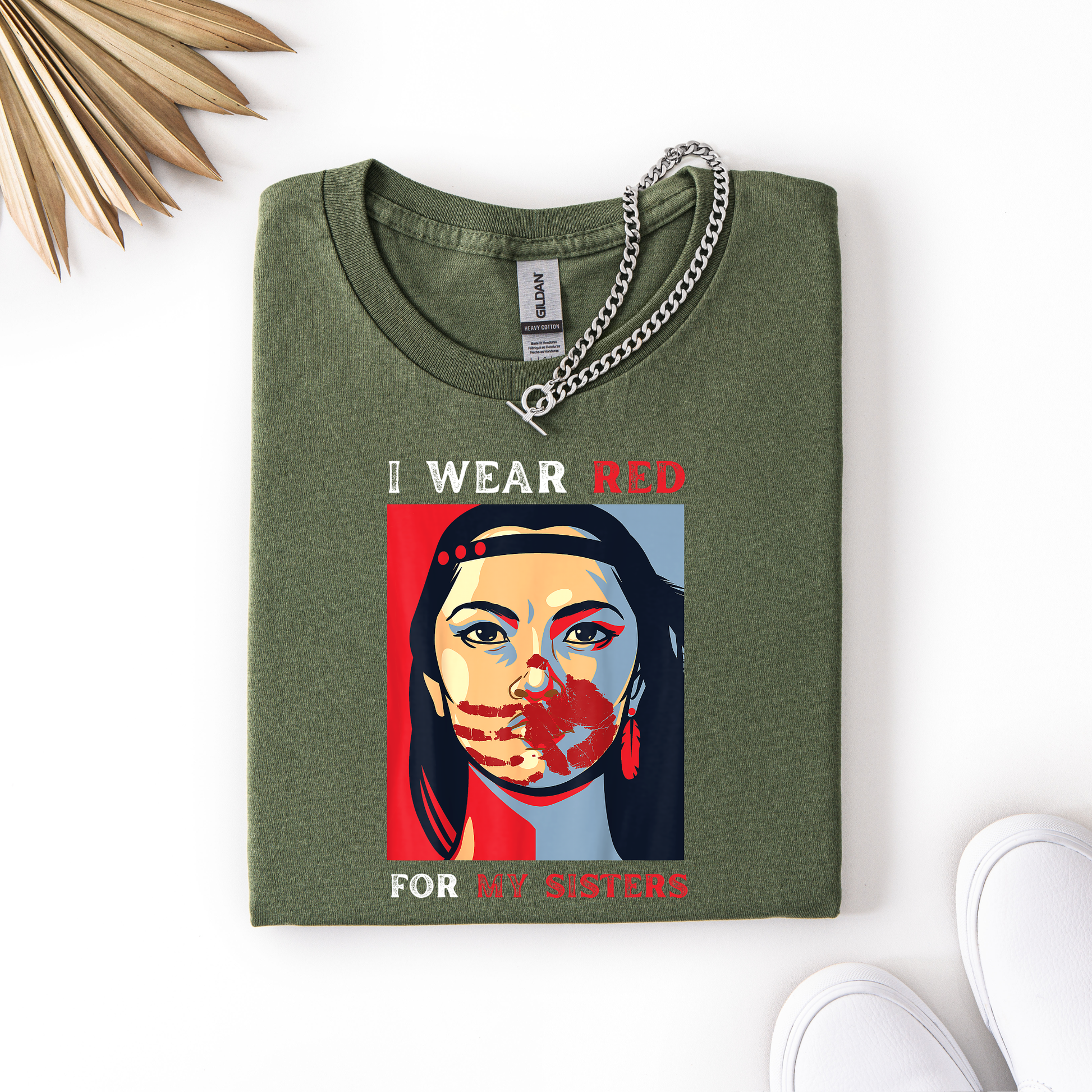 I Wear Red For My Sisters, MMIWG shirt, red shirt awareness, Indigenous women shirt, unisex graphic tee, awareness t shirt, Indigenous advocacy, Missing and Murdered Indigenous Women, solidarity shirt, statement tee, Indigenous rights, red for my sisters shirt