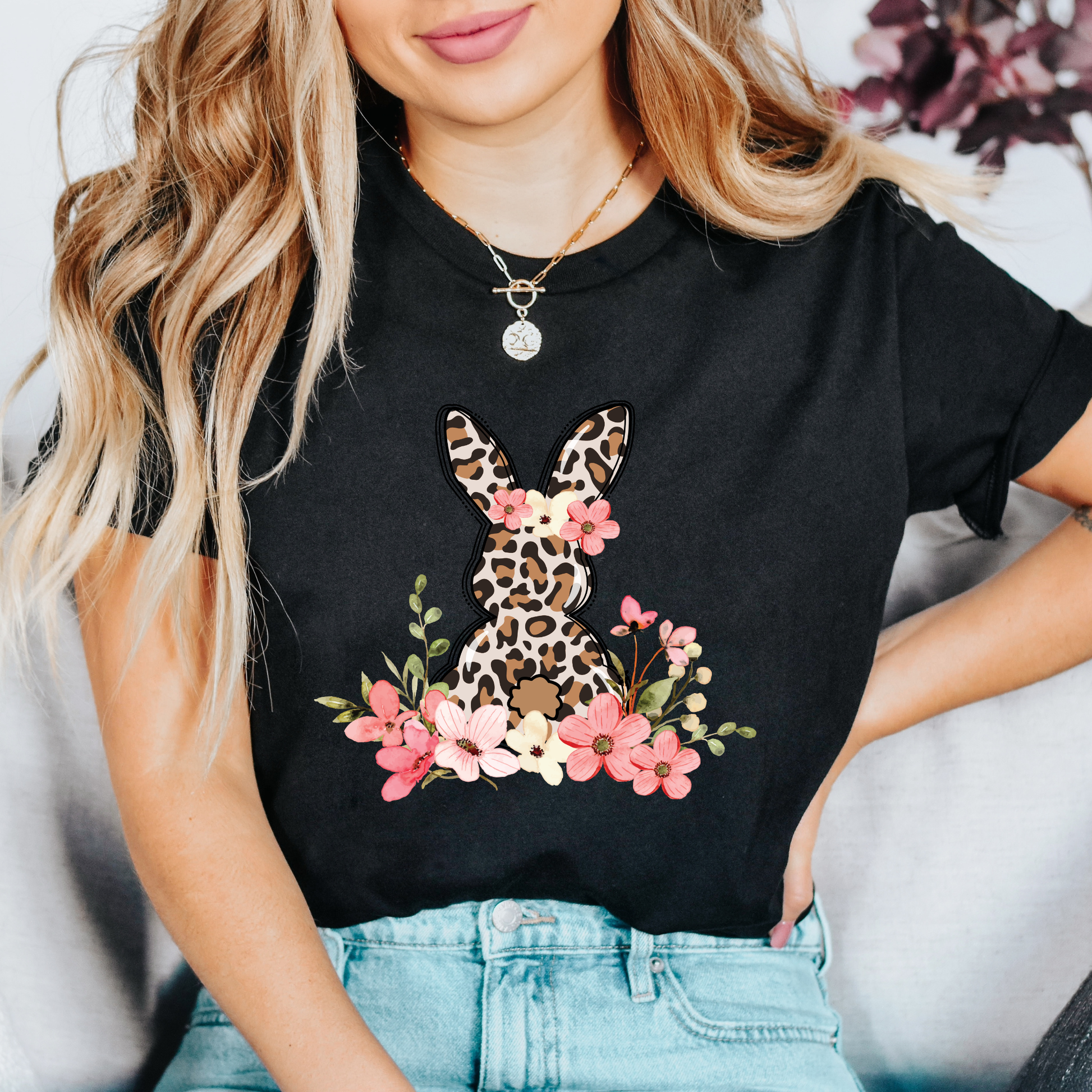 leopard pink easter shirt, pink easter bunny graphic tee, leopard carrot bunny shirt, cute easter leopard apparel, womens pink easter t-shirt, kids easter bunny shirt, family matching easter tops, gold accent easter bunny design, leopard print carrot graphic, unisex spring holiday tee, sahdeh spruce easter shirt