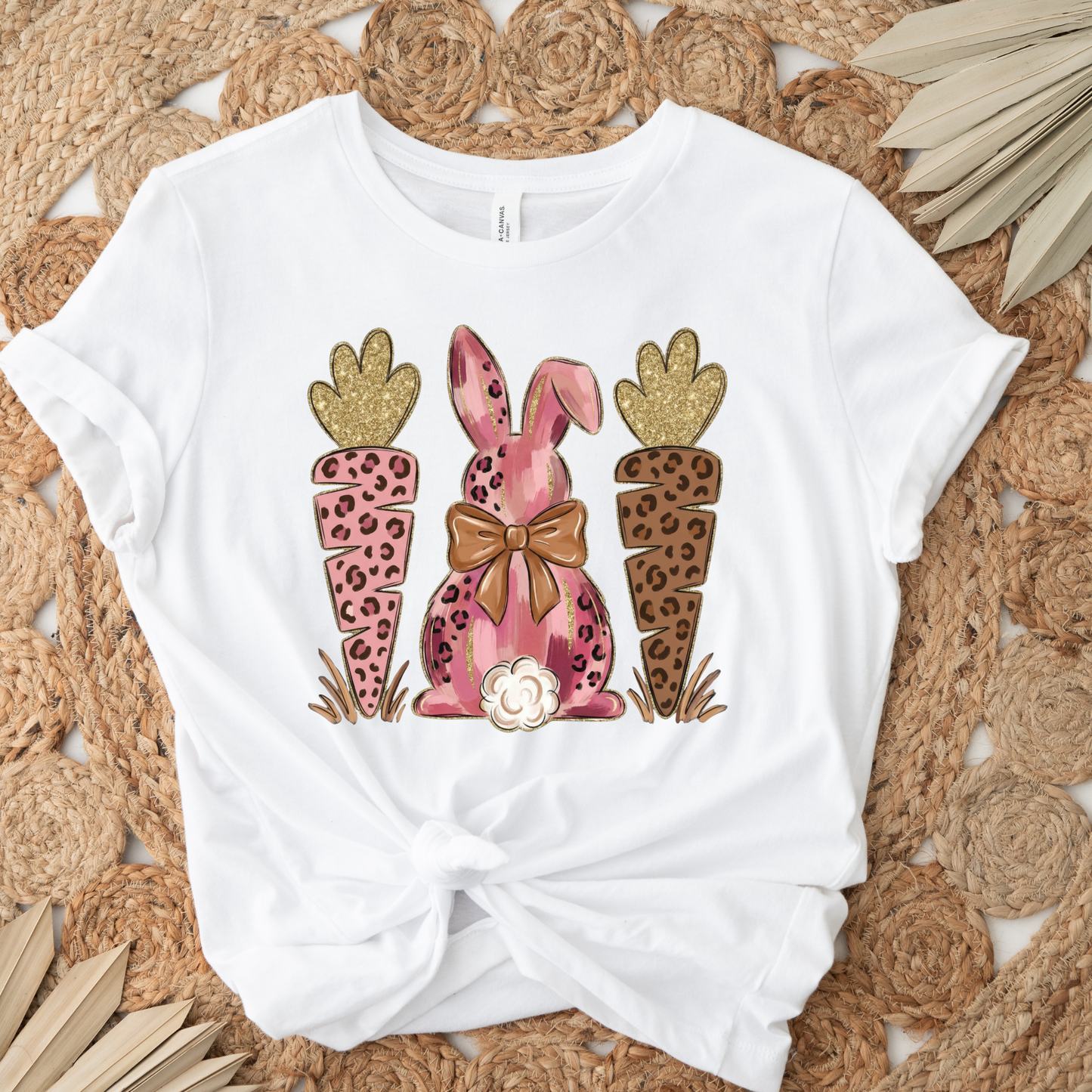leopard floral easter bunny shirt, easter bunny graphic tee, leopard print easter shirt, floral bunny t-shirt, cute spring bunny apparel, womens easter graphic tee, kids easter leopard shirt, family matching easter tops, holiday bunny floral design, unisex easter animal print shirt