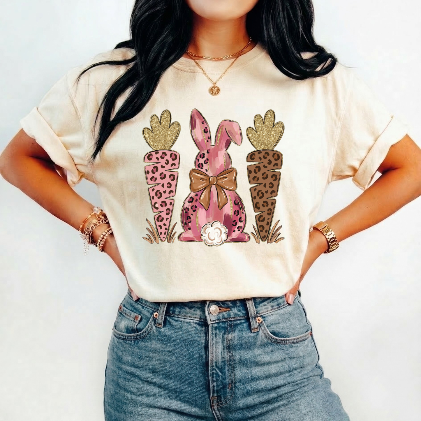 leopard floral easter bunny shirt, easter bunny graphic tee, leopard print easter shirt, floral bunny t-shirt, cute spring bunny apparel, womens easter graphic tee, kids easter leopard shirt, family matching easter tops, holiday bunny floral design, unisex easter animal print shirt