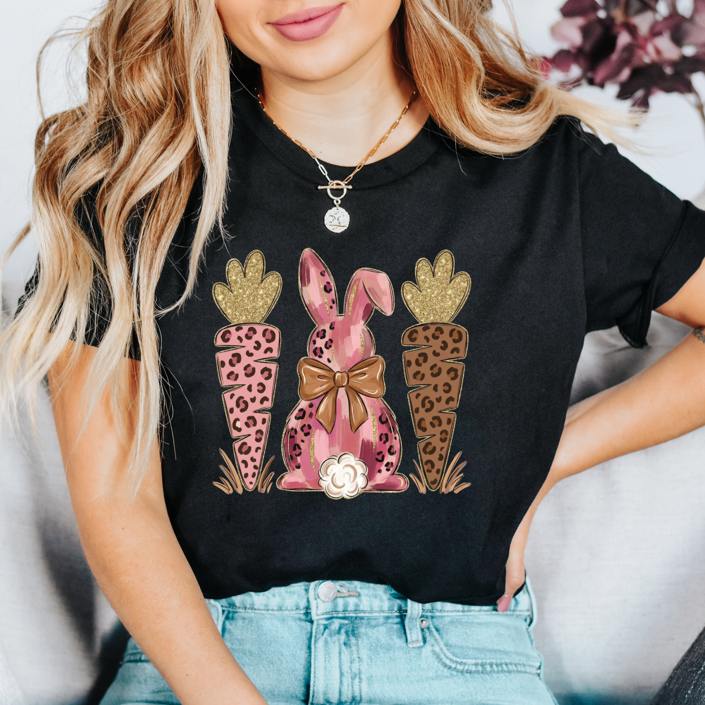 leopard floral easter bunny shirt, easter bunny graphic tee, leopard print easter shirt, floral bunny t-shirt, cute spring bunny apparel, womens easter graphic tee, kids easter leopard shirt, family matching easter tops, holiday bunny floral design, unisex easter animal print shirt