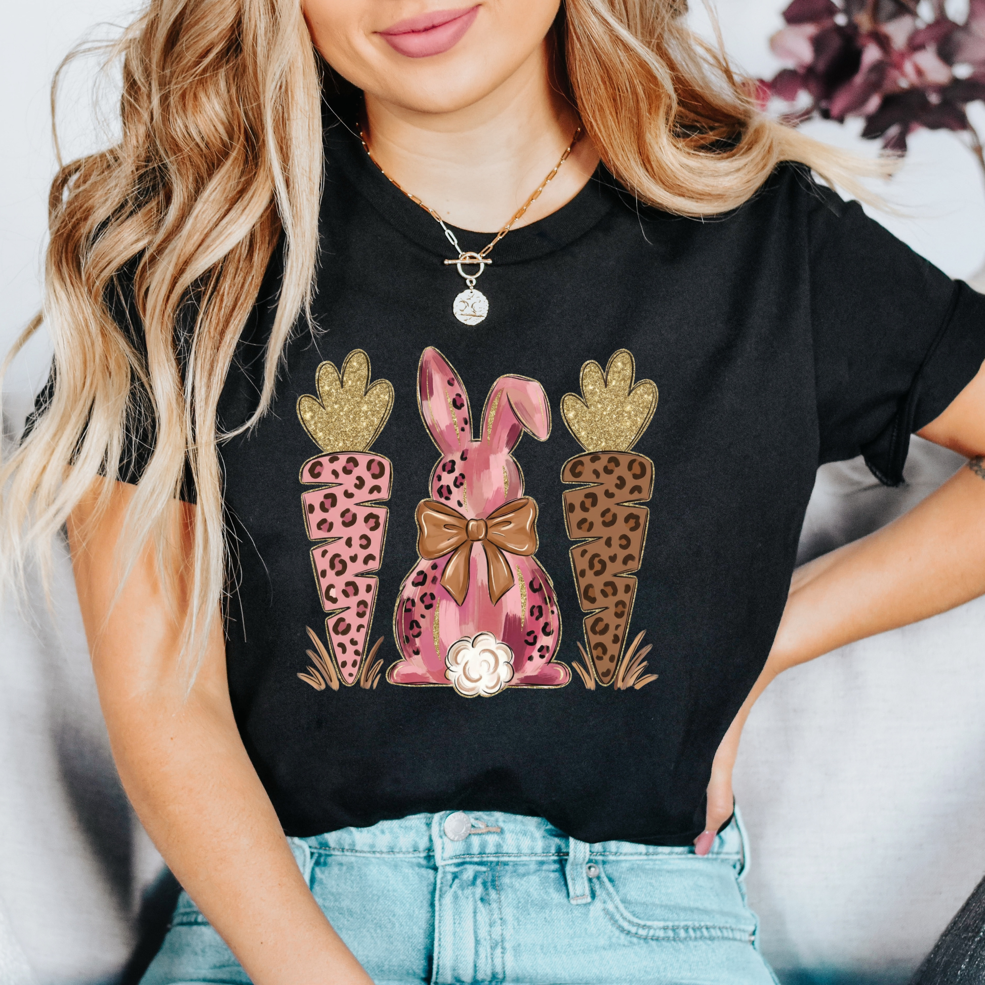 leopard floral easter bunny shirt, easter bunny graphic tee, leopard print easter shirt, floral bunny t-shirt, cute spring bunny apparel, womens easter graphic tee, kids easter leopard shirt, family matching easter tops, holiday bunny floral design, unisex easter animal print shirt