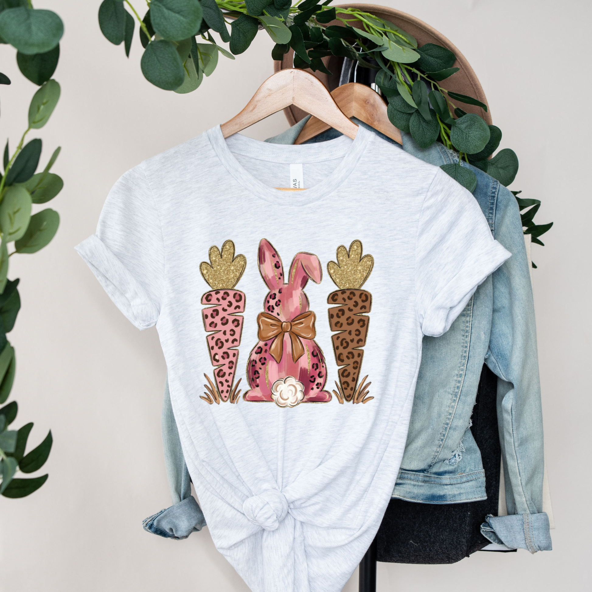 leopard floral easter bunny shirt, easter bunny graphic tee, leopard print easter shirt, floral bunny t-shirt, cute spring bunny apparel, womens easter graphic tee, kids easter leopard shirt, family matching easter tops, holiday bunny floral design, unisex easter animal print shirt