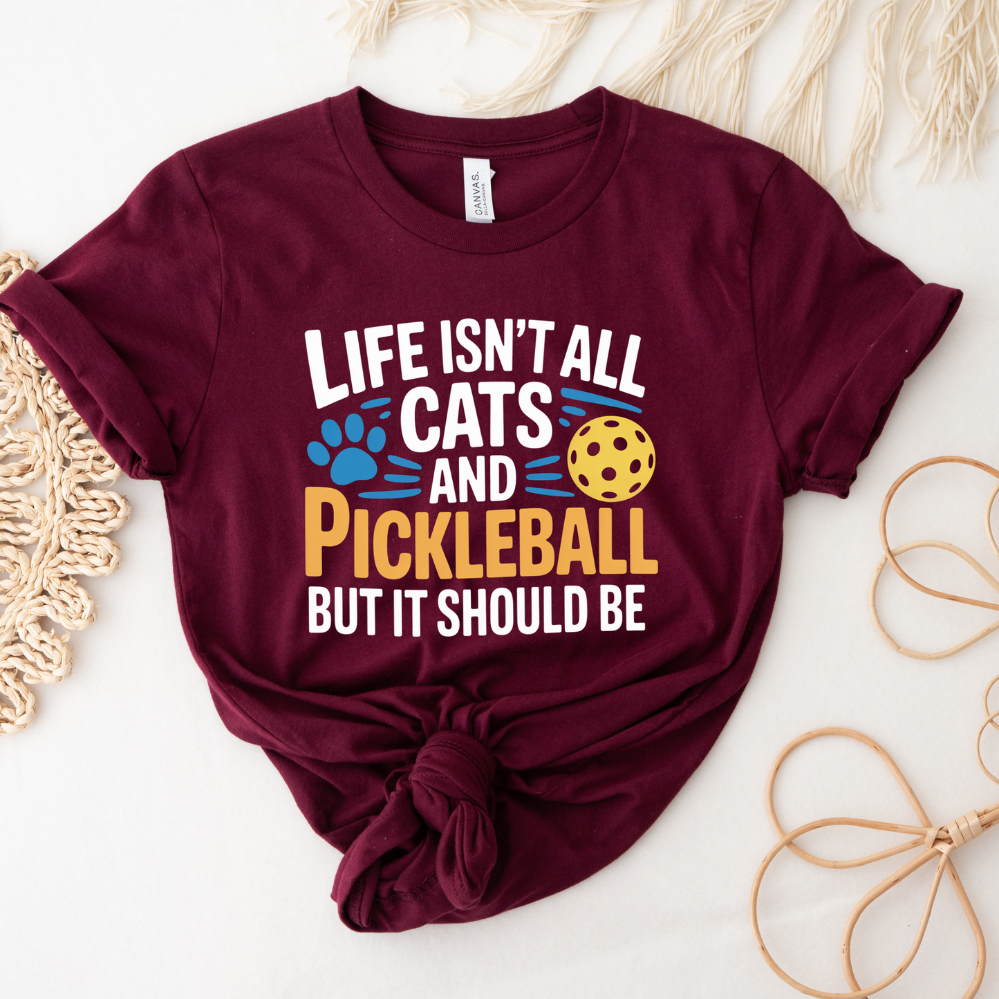 Life Isn’t All Cats and Pickleball But It Should Be shirt, funny pickleball and cat lover graphic tee, unisex casual t-shirt design, pickleball shirt, cat lover shirt, funny pickleball tee, cat mom shirt, pickleball gift, funny cat shirt, sports graphic tee, pickleball outfit, cute cat shirt, cat lover gift, unisex graphic tee, casual funny shirt