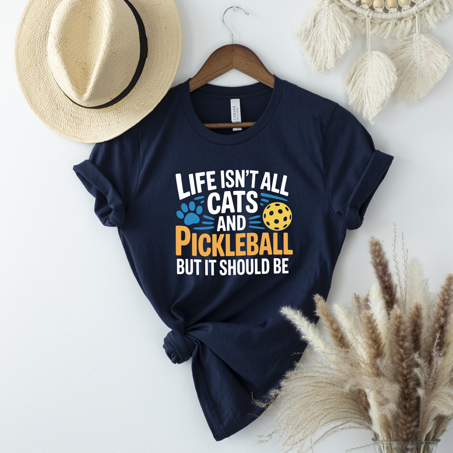 Life Isn’t All Cats and Pickleball But It Should Be shirt, funny pickleball and cat lover graphic tee, unisex casual t-shirt design, pickleball shirt, cat lover shirt, funny pickleball tee, cat mom shirt, pickleball gift, funny cat shirt, sports graphic tee, pickleball outfit, cute cat shirt, cat lover gift, unisex graphic tee, casual funny shirt