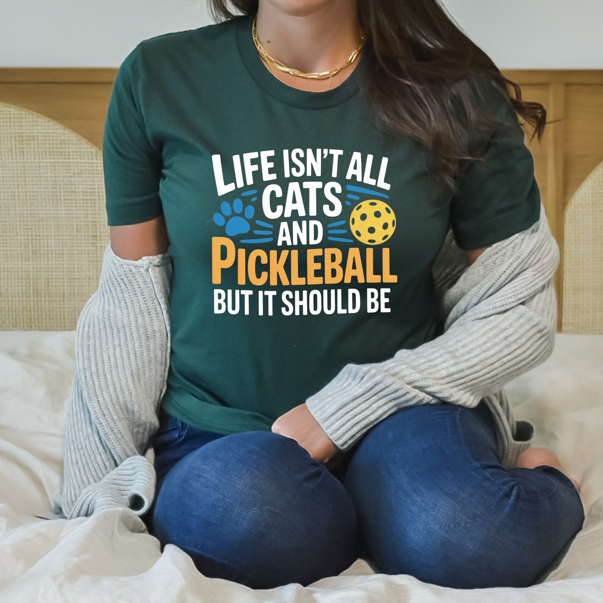 Life Isn’t All Cats and Pickleball But It Should Be shirt, funny pickleball and cat lover graphic tee, unisex casual t-shirt design, pickleball shirt, cat lover shirt, funny pickleball tee, cat mom shirt, pickleball gift, funny cat shirt, sports graphic tee, pickleball outfit, cute cat shirt, cat lover gift, unisex graphic tee, casual funny shirt