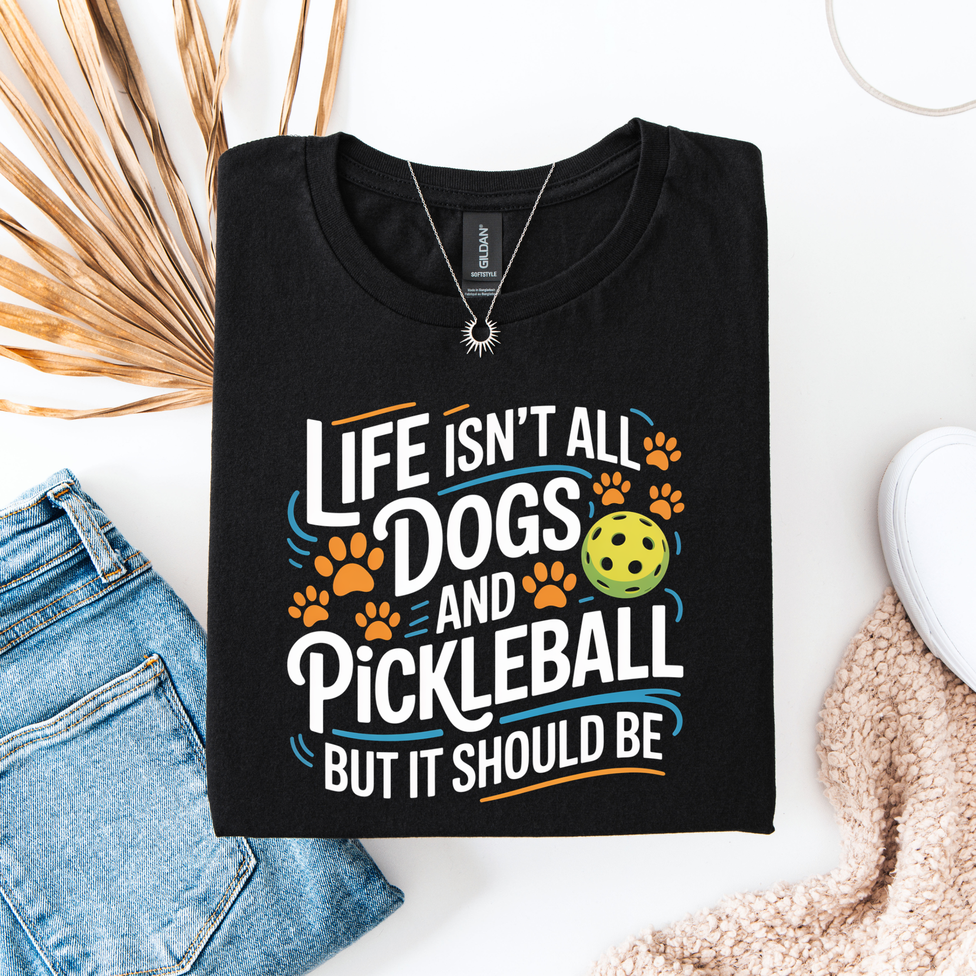 Life Isn’t All Dogs and Pickleball But It Should Be shirt, funny pickleball and dog lover graphic tee, unisex casual t-shirt design, pickleball shirt, dog lover shirt, funny pickleball tee, pickleball gift, dog mom shirt, dog dad shirt, sports graphic tee, pickleball outfit, cute dog shirt, funny dog shirt, pickleball apparel, unisex graphic tee, casual funny shirt