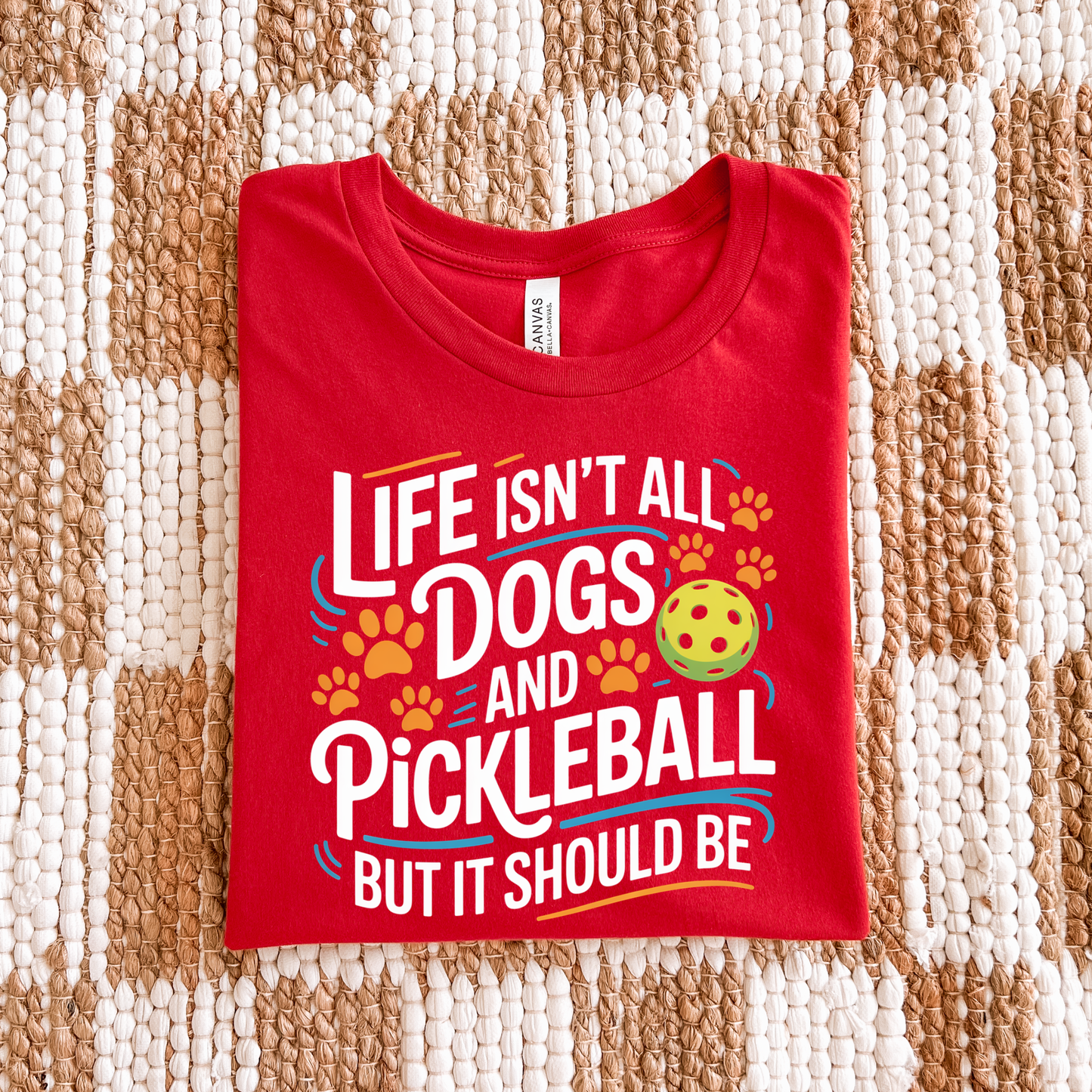 Life Isn’t All Dogs and Pickleball But It Should Be shirt, funny pickleball and dog lover graphic tee, unisex casual t-shirt design, pickleball shirt, dog lover shirt, funny pickleball tee, pickleball gift, dog mom shirt, dog dad shirt, sports graphic tee, pickleball outfit, cute dog shirt, funny dog shirt, pickleball apparel, unisex graphic tee, casual funny shirt