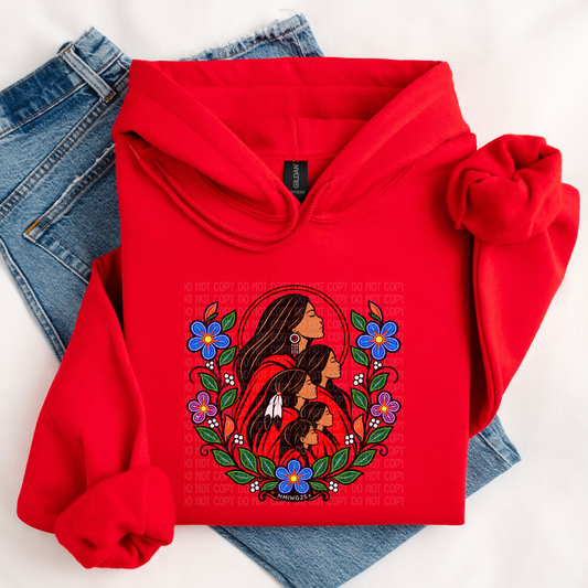 MMIWG2S+, MMIWG2S Hoodie, MMIWG Hoodie, Missing and Murdered Indigenous Women, Indigenous Women Hoodie, Indigenous Hoodie, Indigenous Clothing, Indigenous Apparel, Indigenous Floral, Floral Hoodie, Red Dress Awareness, Red Dress Day, May 5 Awareness, MMIWG Awareness, MMIWG2S Awareness, Indigenous Rights, Indigenous Voices, Indigenous Solidarity, Awareness Hoodie, Indigenous Owned, Indigenous Small Business, Canadian Indigenous Business, Sahdeh Spruce