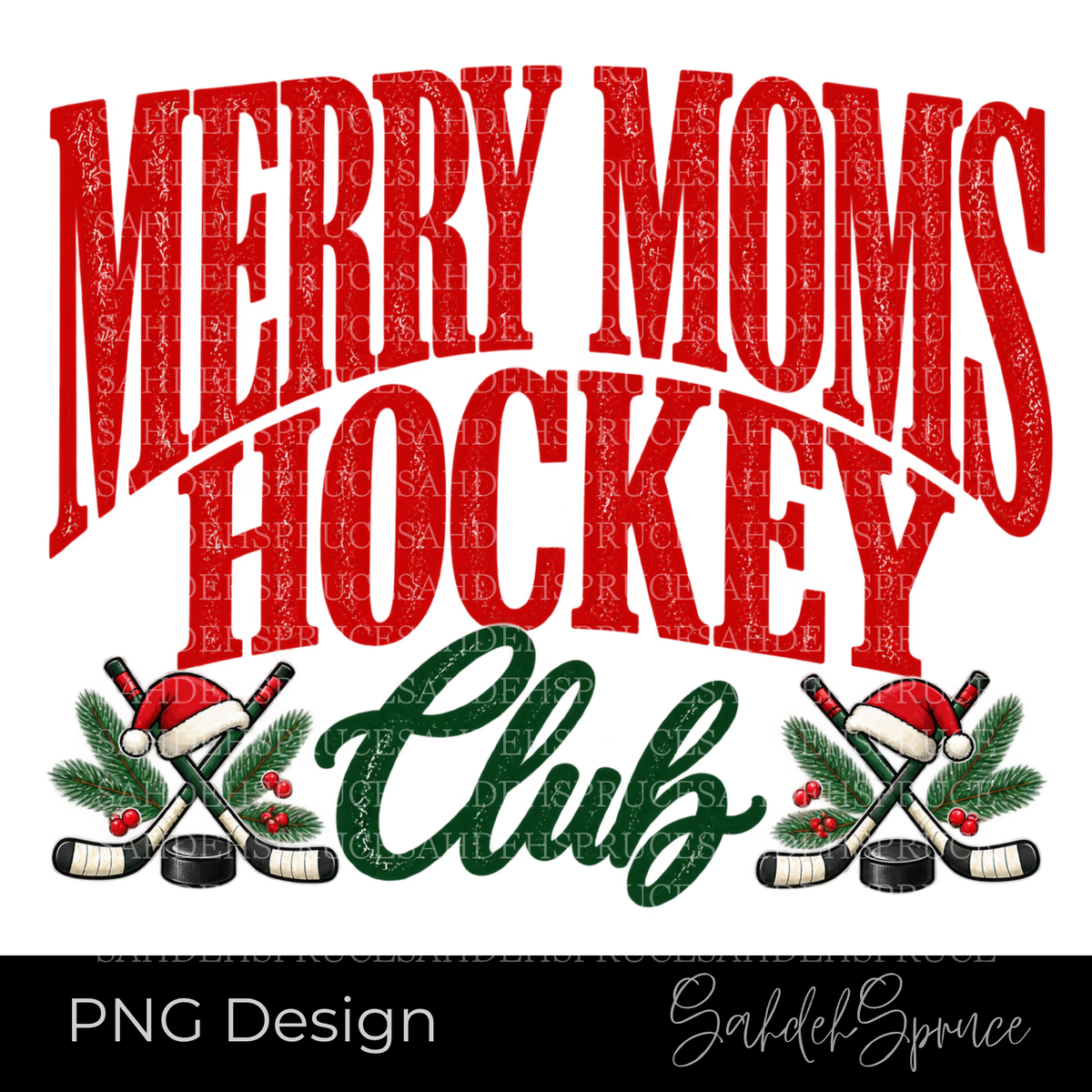 Merry Moms Hockey Club, Hockey Mom PNG, Christmas Hockey PNG, Hockey Mom Digital