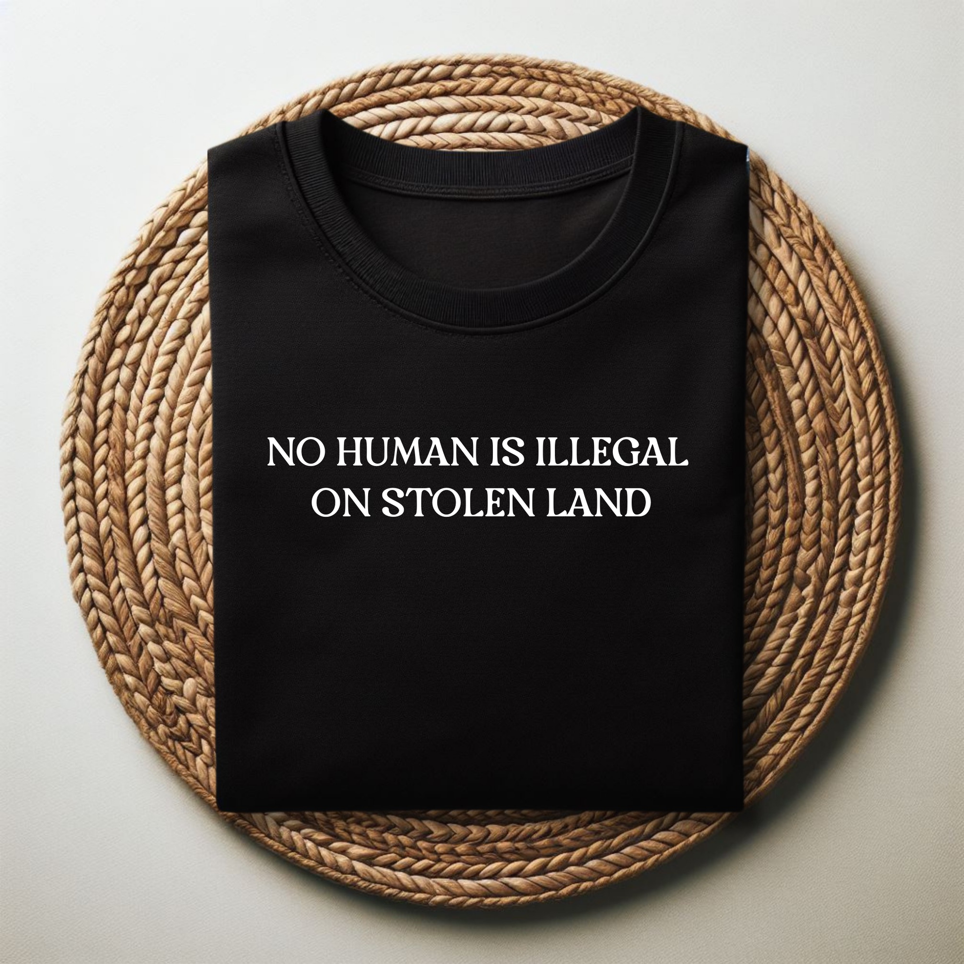 no human is illegal on stolen land shirt, indigenous solidarity shirt, social justice t-shirt, activist shirt, indigenous rights shirt, ally shirt, human rights clothing, minimalist protest tee