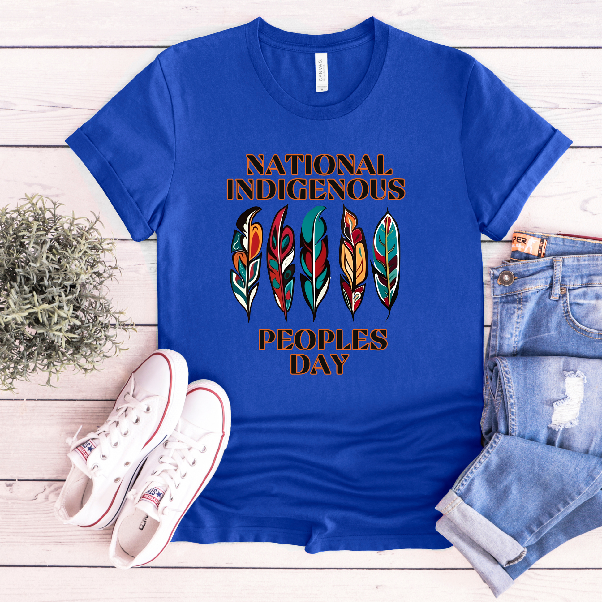 National Indigenous Peoples Day unisex t-shirt with feather graphic design on a comfortable everyday tee. National Indigenous Peoples Day shirt, Indigenous pride tee, feather shirt, unisex graphic tee, Indigenous apparel, cultural pride shirt, meaningful graphic tee, Indigenous celebration shirt, everyday unisex shirt, heritage clothing, awareness shirt, gift for Indigenous peoples day, feather design tee, casual cultural shirt, Indigenous day apparel, Indigenous history month shirt, Indigenous owned 