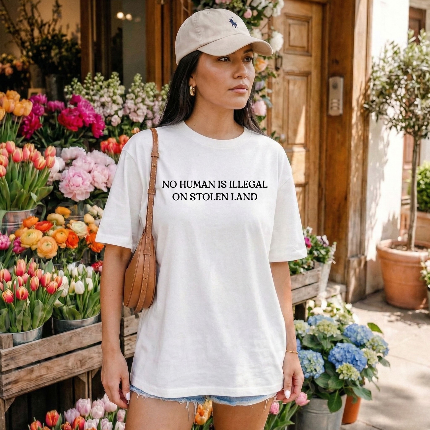 no human is illegal on stolen land shirt, indigenous solidarity shirt, social justice t-shirt, activist shirt, indigenous rights shirt, ally shirt, human rights clothing, minimalist protest tee